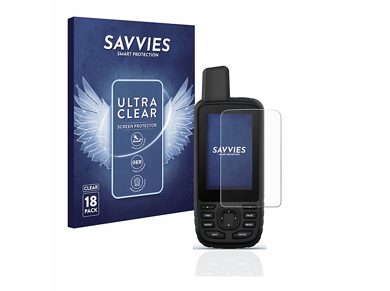 SAVVIES 18x klare Schutzfolie(für Garmin GPSMAP 67)