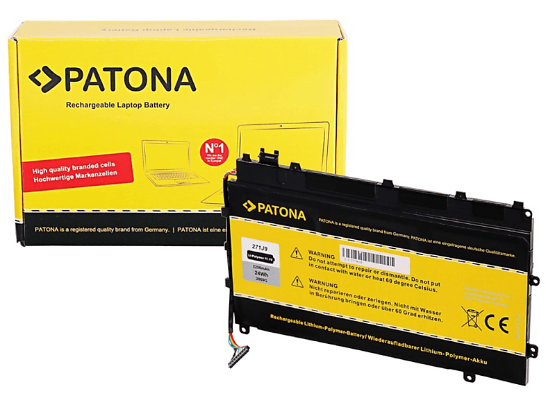 PATONA Dell Latitude 7350 13 7000 271J9 YX81V GWV47 0GWV47 MN791 0MN791 3WKT0 Li-Polymer Ersatzakku, 11.1 Volt, 2200mAh  1 Stück