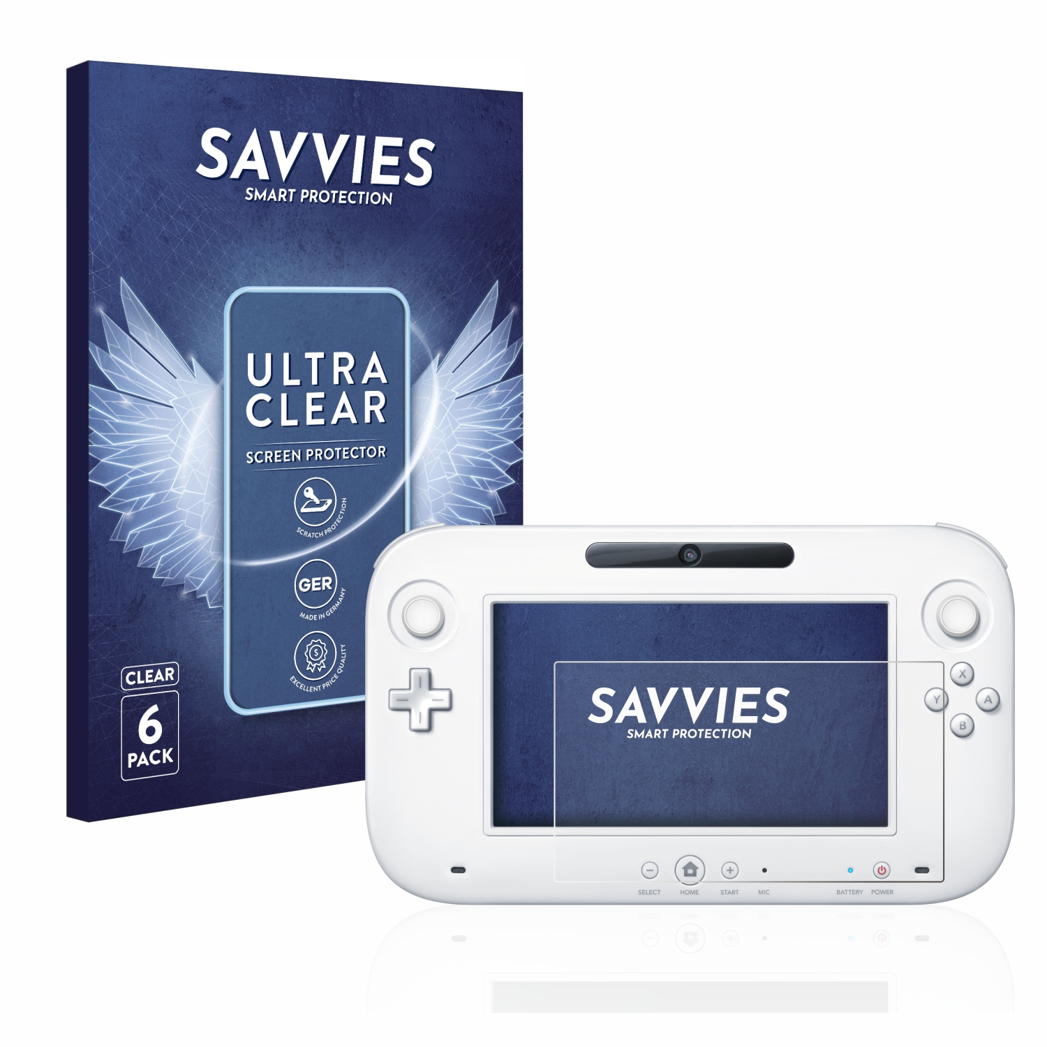 SAVVIES 6x Schutzfolie(für klare GamePad (Controller)) Wii Nintendo U