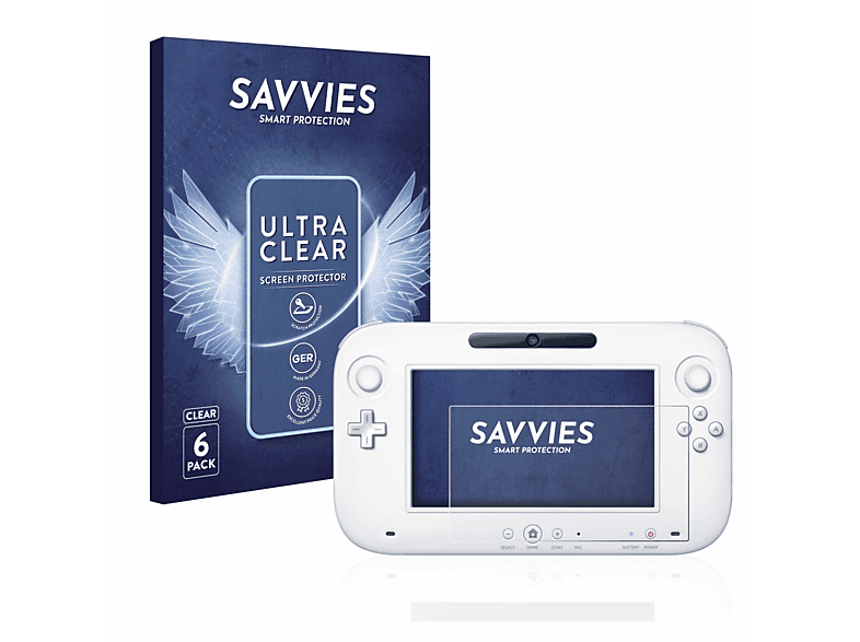 SAVVIES GamePad Wii Nintendo Schutzfolie(für (Controller)) klare U 6x
