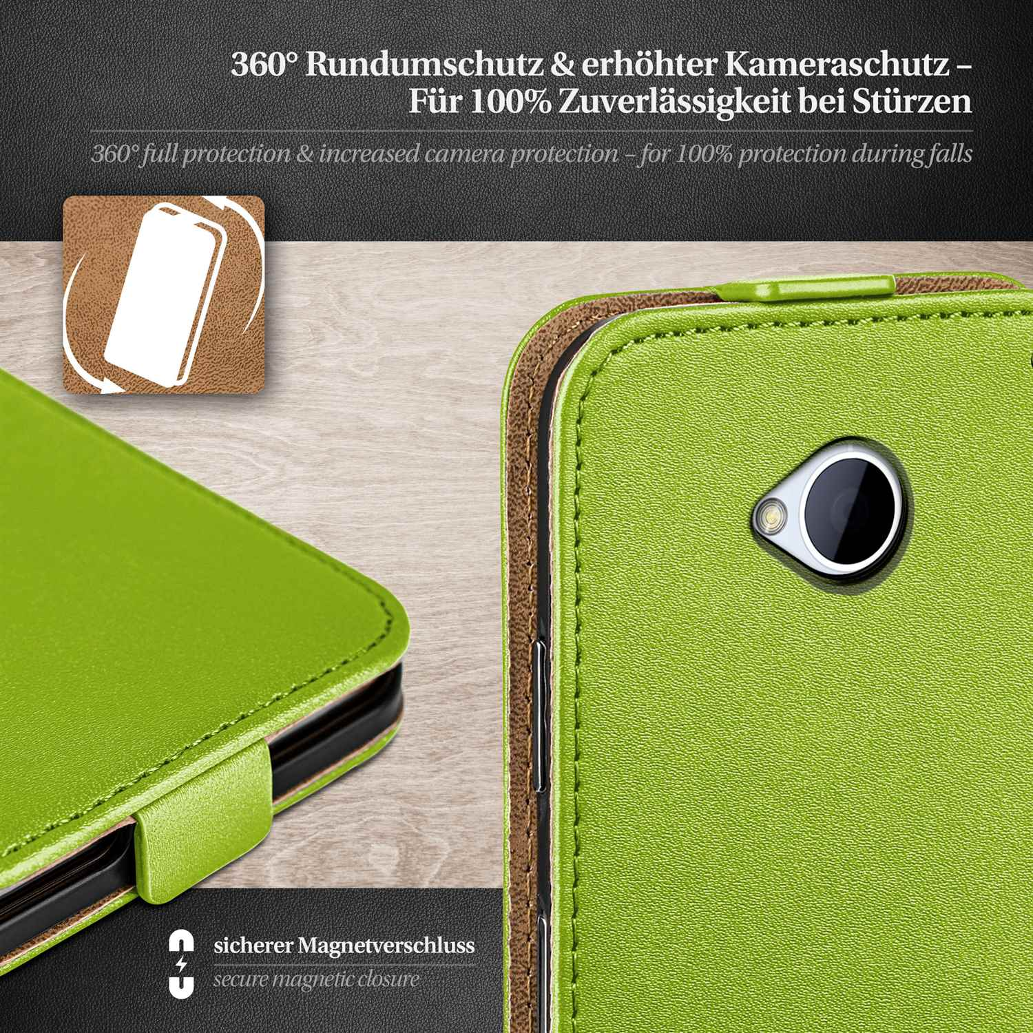 MOEX Flip HTC, Flip Lime-Green Case, Cover, One M7