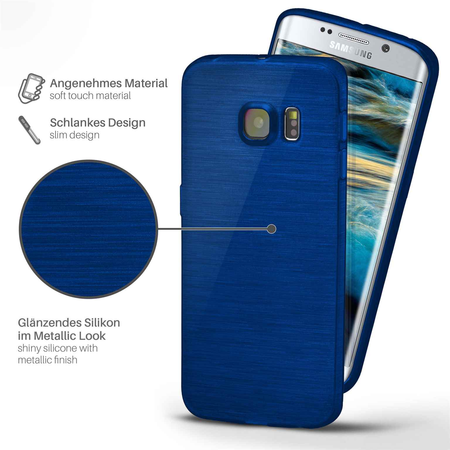 Navy-Blue Galaxy Backcover, MOEX Samsung, Case, S6 Brushed Edge,