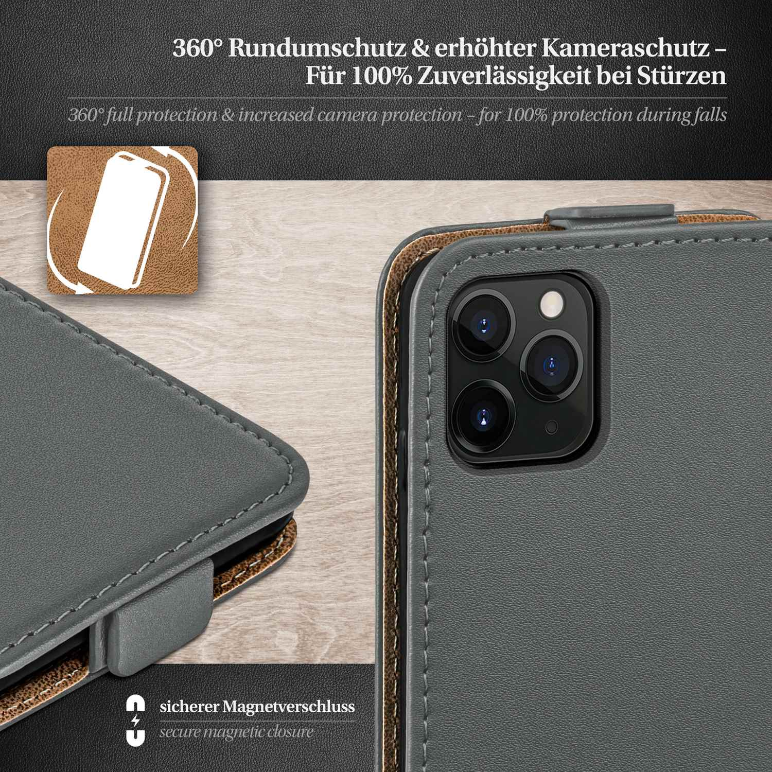 Anthracite-Gray MOEX Apple, Pro, Flip Flip iPhone 11 Case, Cover,