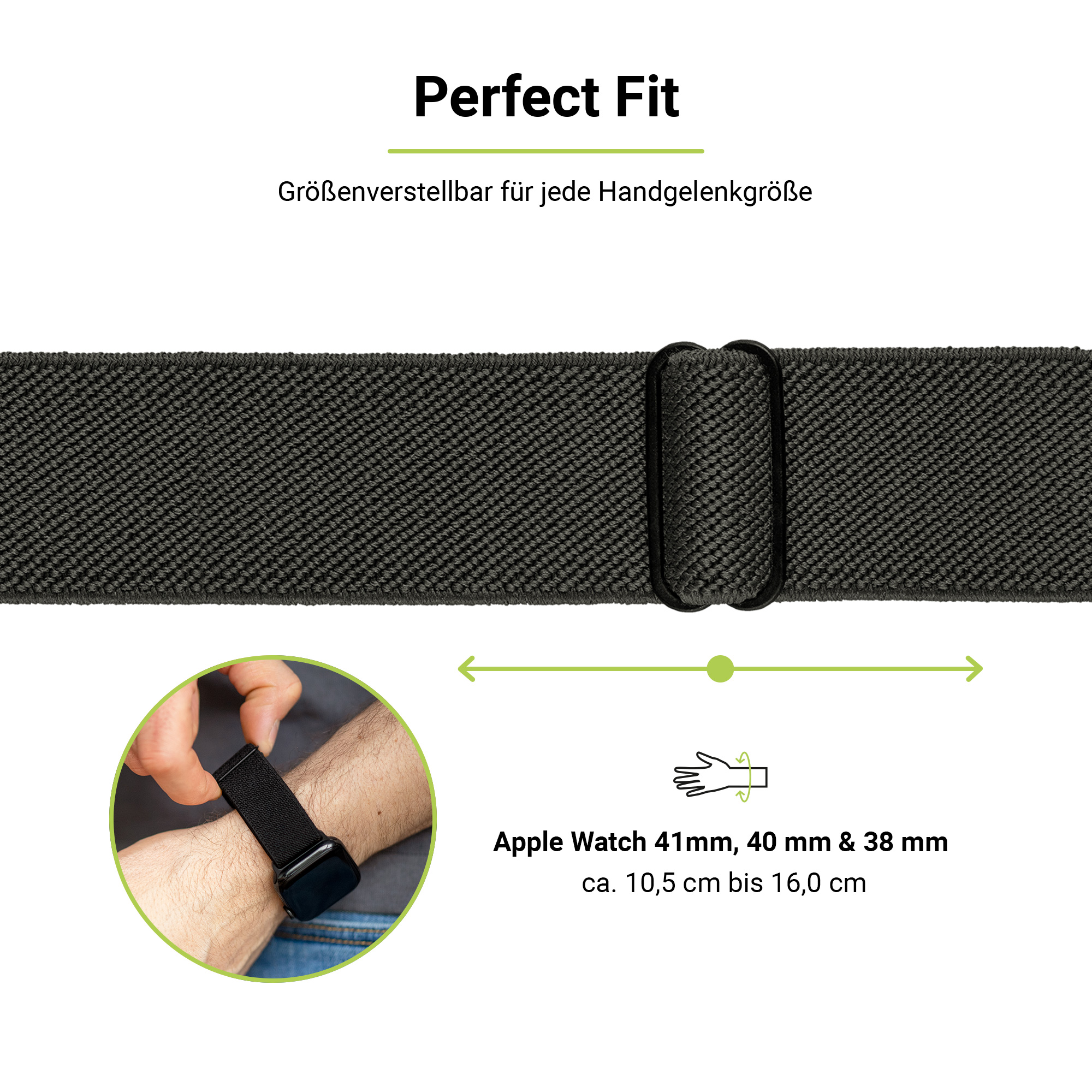 ARTWIZZ WatchBand Flex, Watch Ersatzarmband, (40mm), Series & SE Apple (41mm), 3-1 Apple, 6-4 (38mm), 9-7 Grau