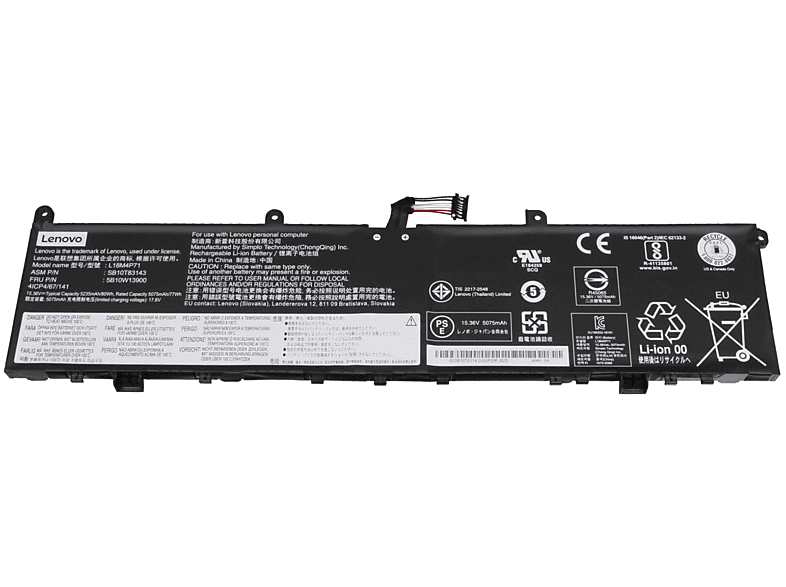 LENOVO 5B10V98091 Original Li-Polymer Akku, 15.36 Volt, 5235 mAh