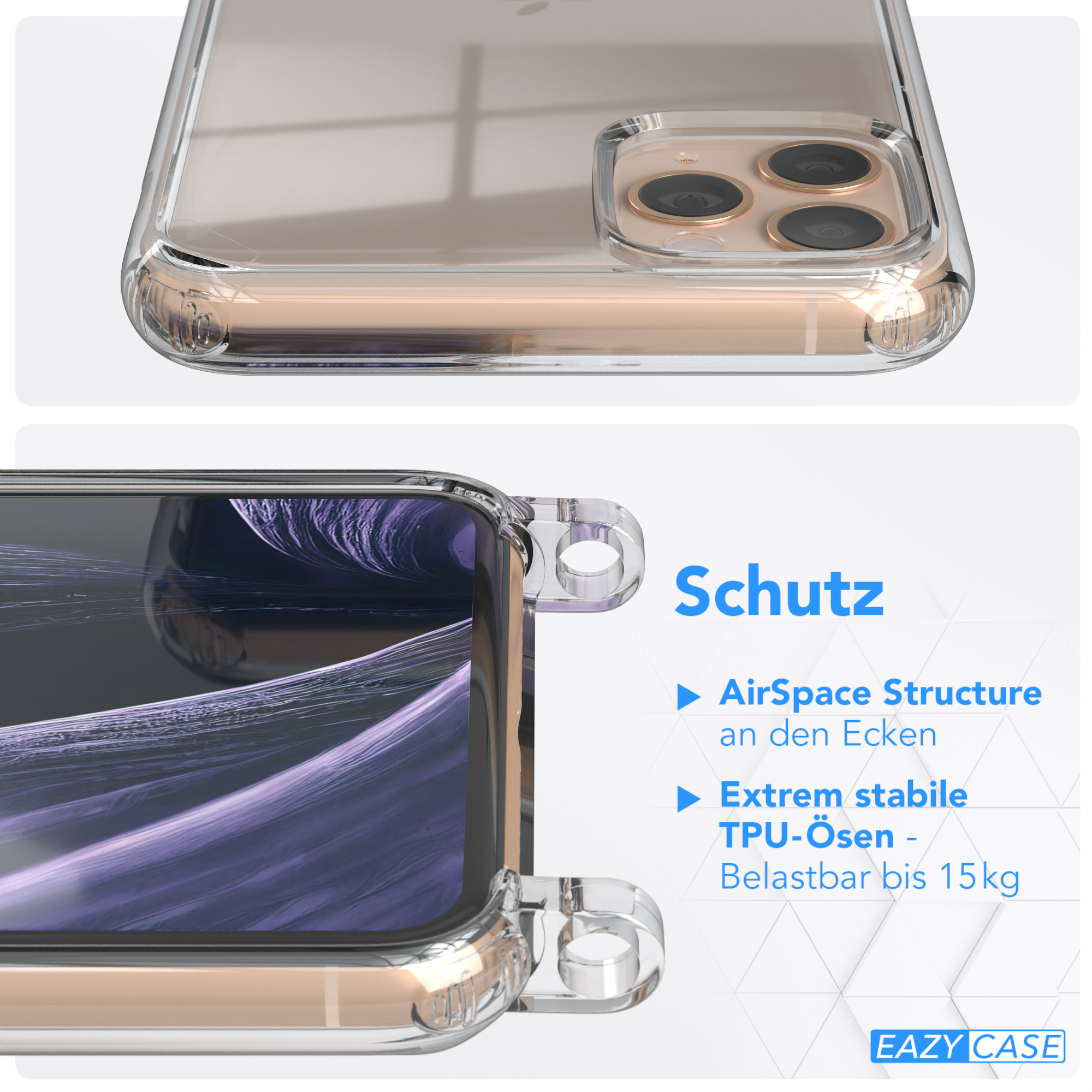 Transparente Handyhülle mit Telefon. Merkmale: AirSpace-Struktur, stabiles TPU, einfach zu wechseln.