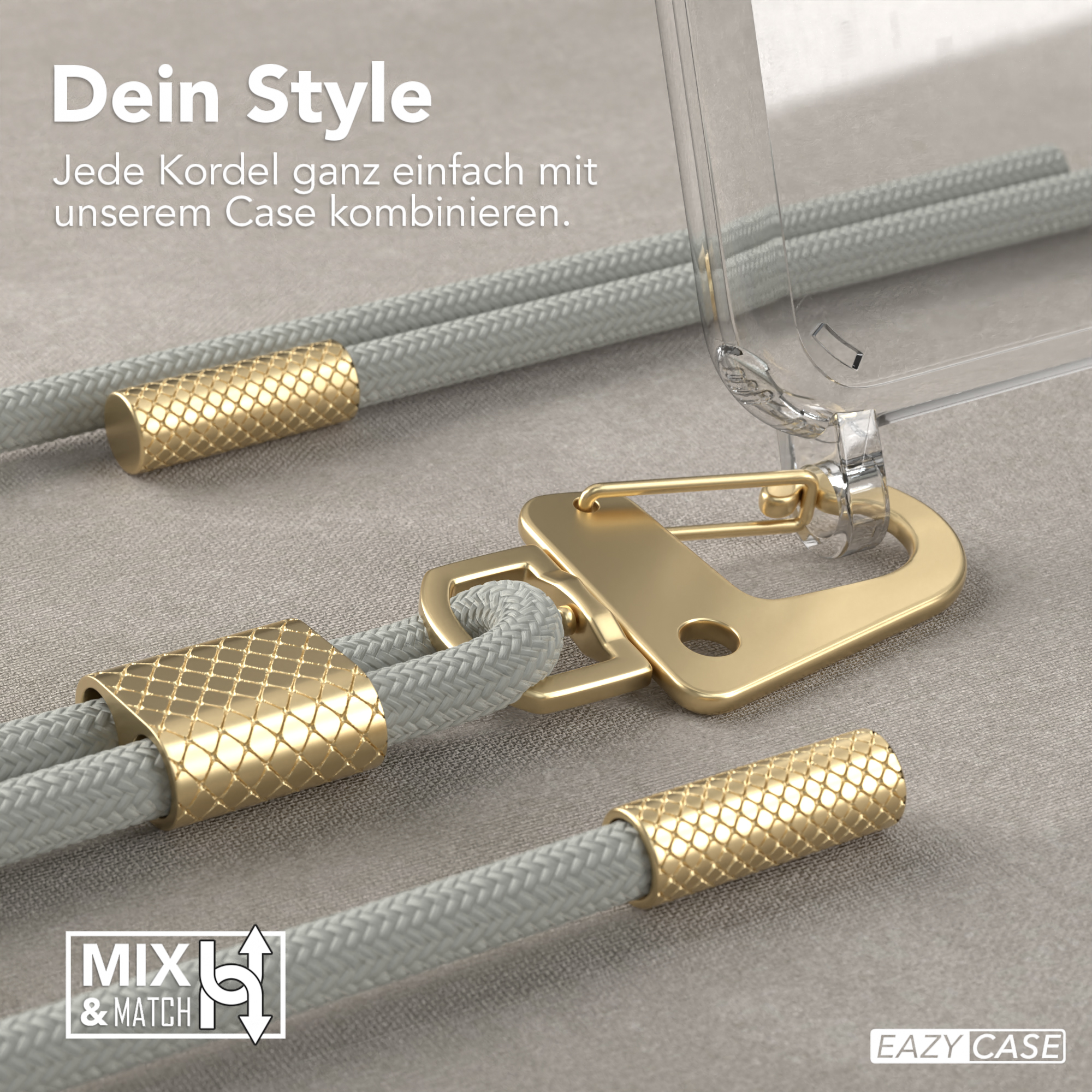Nahaufnahme von Telefonschnur und Goldakzenten.