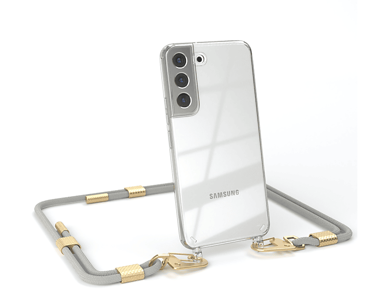Kordel S22 Umhängetasche, CASE EAZY Matt Galaxy Samsung, mit runder Beige Taupe + / Handyhülle Karabiner, 5G, Gold Transparente