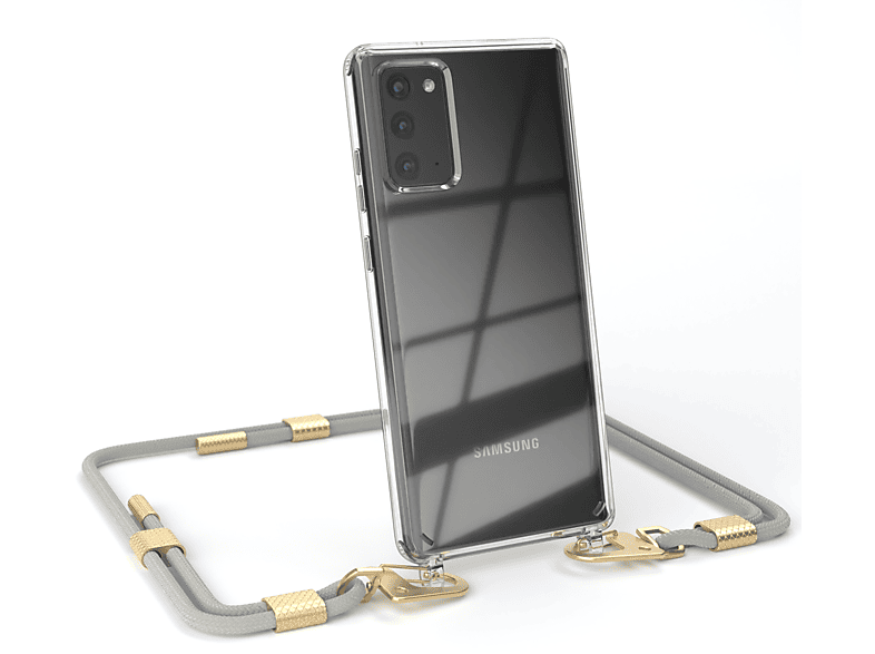 Galaxy Samsung, Transparente Taupe mit Beige EAZY Karabiner, CASE 5G, Gold / 20 Matt Umhängetasche, 20 Kordel / + Handyhülle Note Note runder