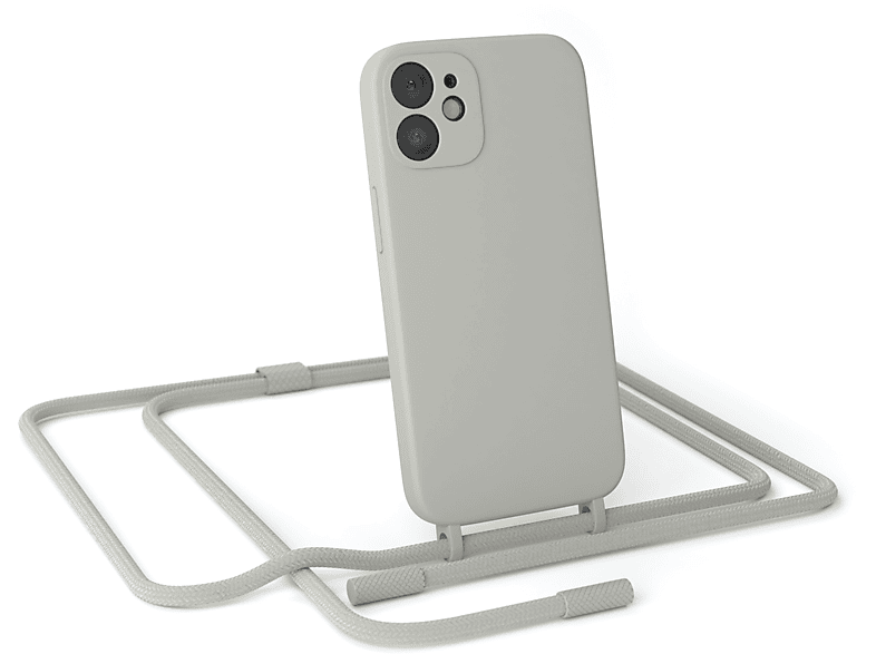 Runde Taupe / Umhängetasche, 12 Grau iPhone CASE Color, EAZY Apple, Full Beige Handykette Mini,