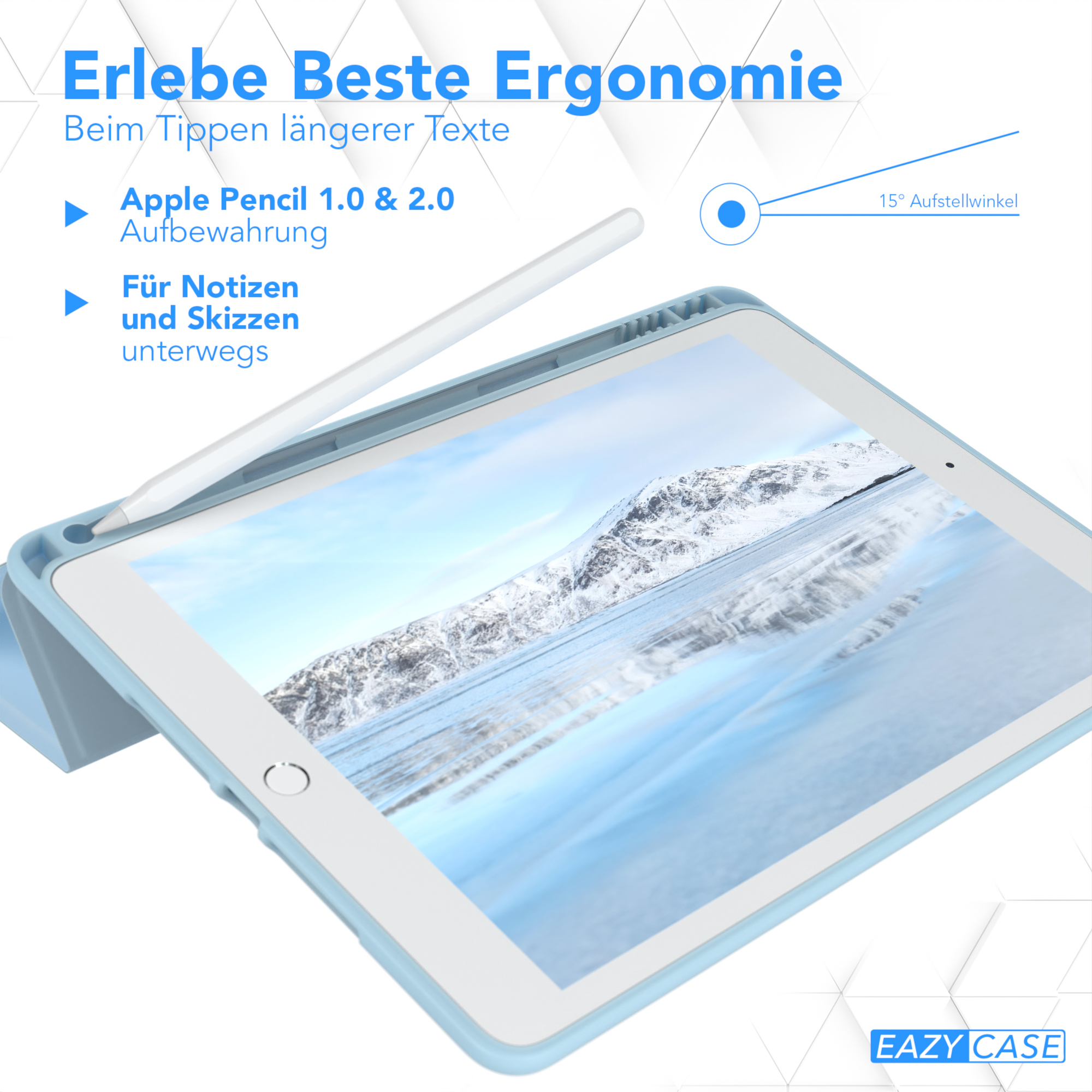 Apple /2021 EAZY Tablethülle Blau Smartcase für 2020 Hellblau CASE mit 10,2\