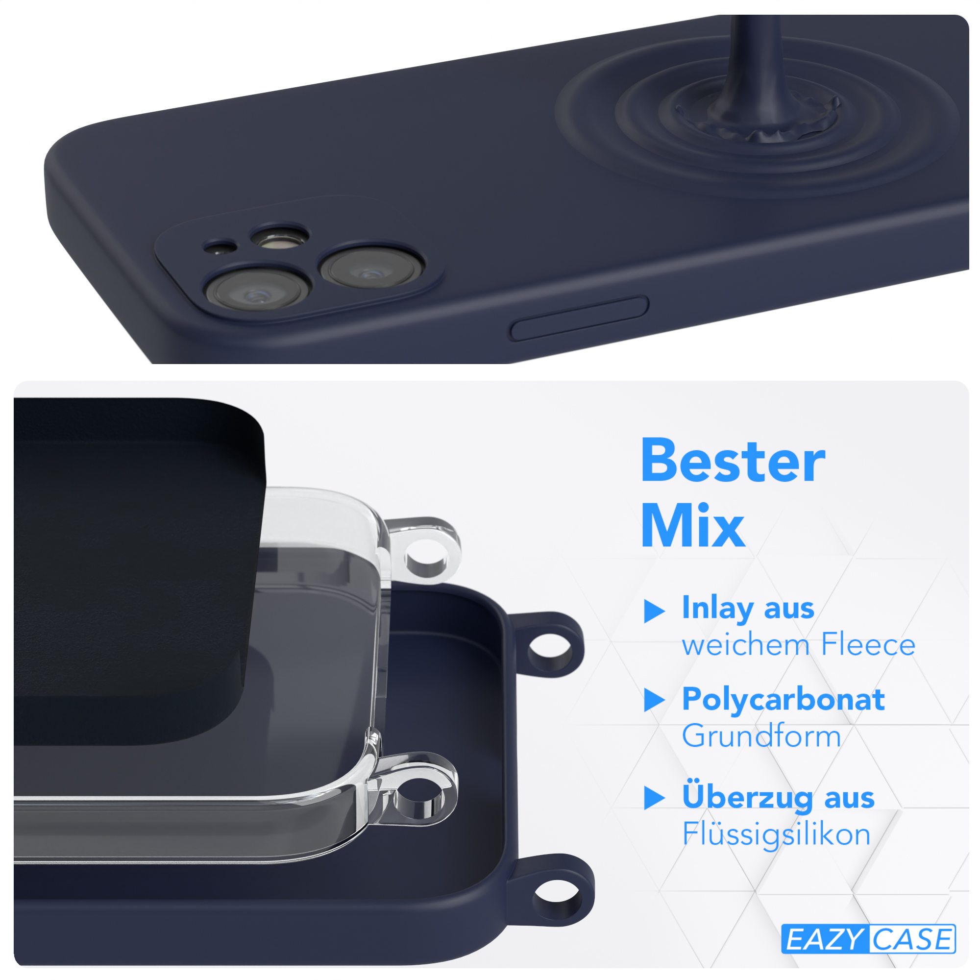 12 Apple, CASE Handykette / Nachtblau Full Dunkel Mini, EAZY Umhängetasche, iPhone Color, Blau Runde