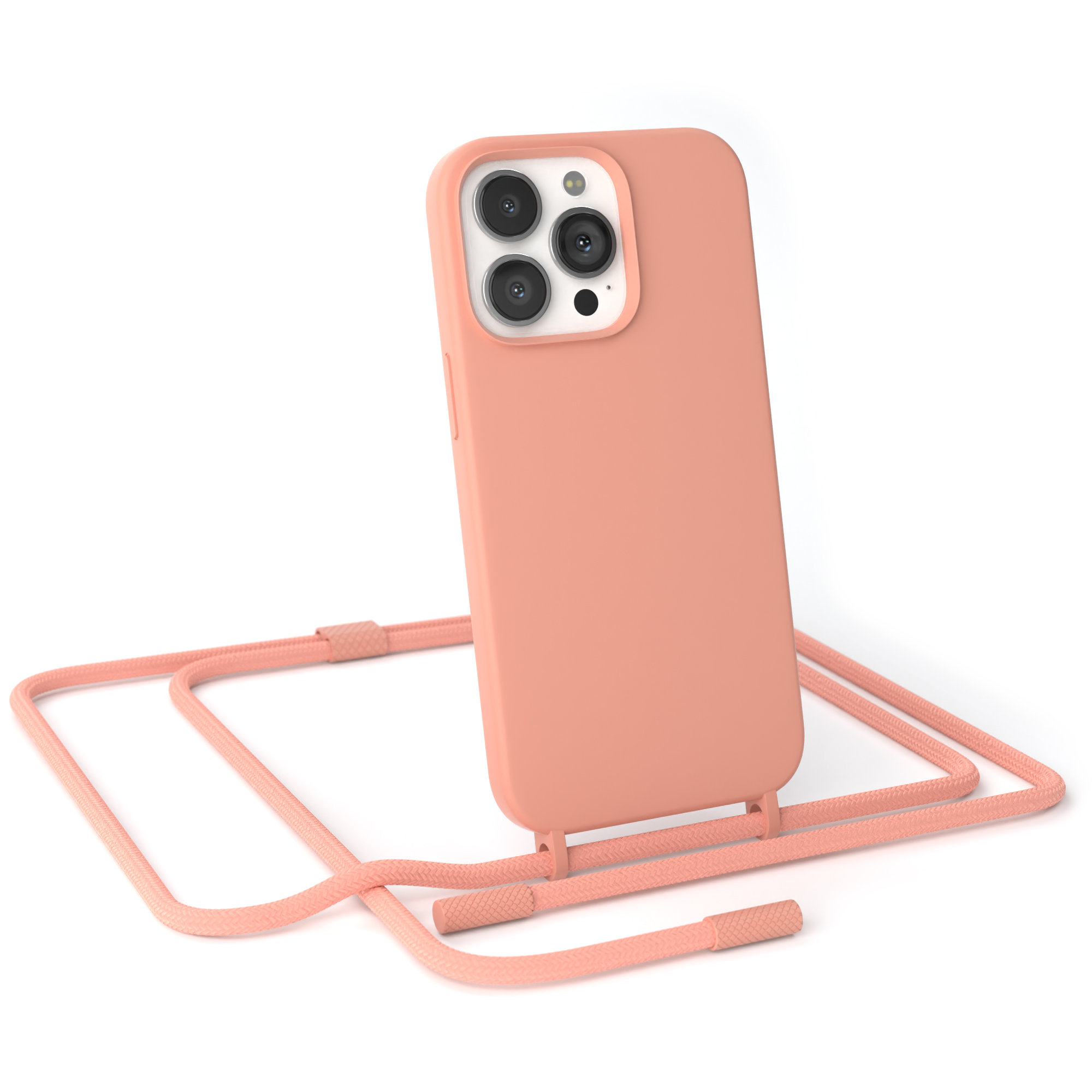 Umhängetasche, Pro, Apple, EAZY Runde iPhone CASE / Coral Altrosa 13 Color, Handykette Full
