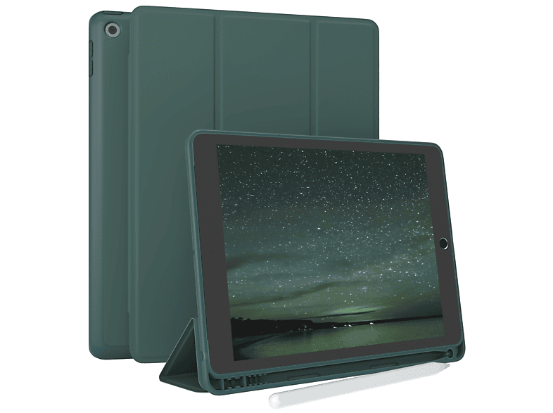 mit Tablethülle 2020 Bookcover Nachtgrün Smartcase /2021 iPad 2019 Kunstleder, / 10,2\