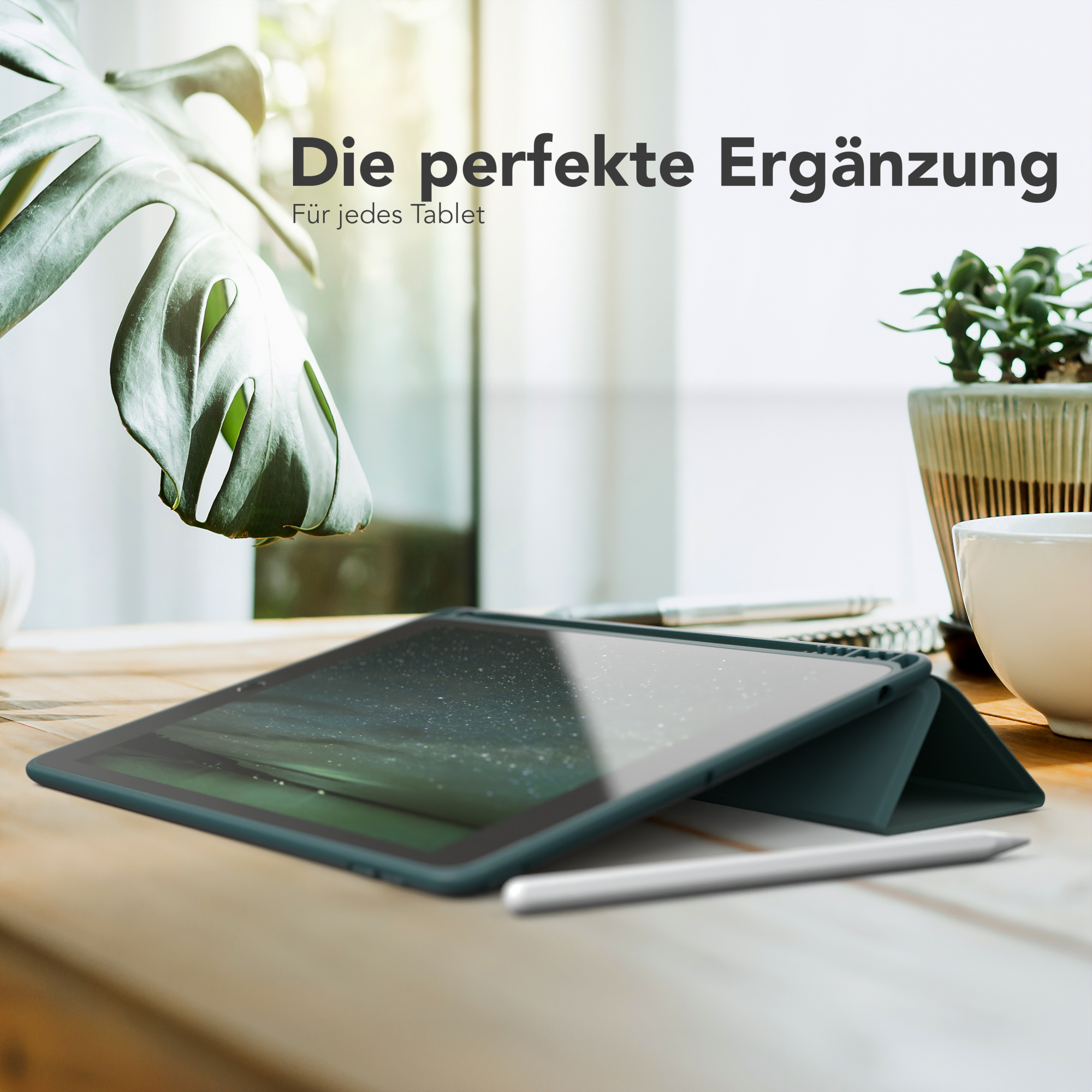 mit Tablethülle 2020 Bookcover Nachtgrün Smartcase /2021 iPad 2019 Kunstleder, / 10,2\