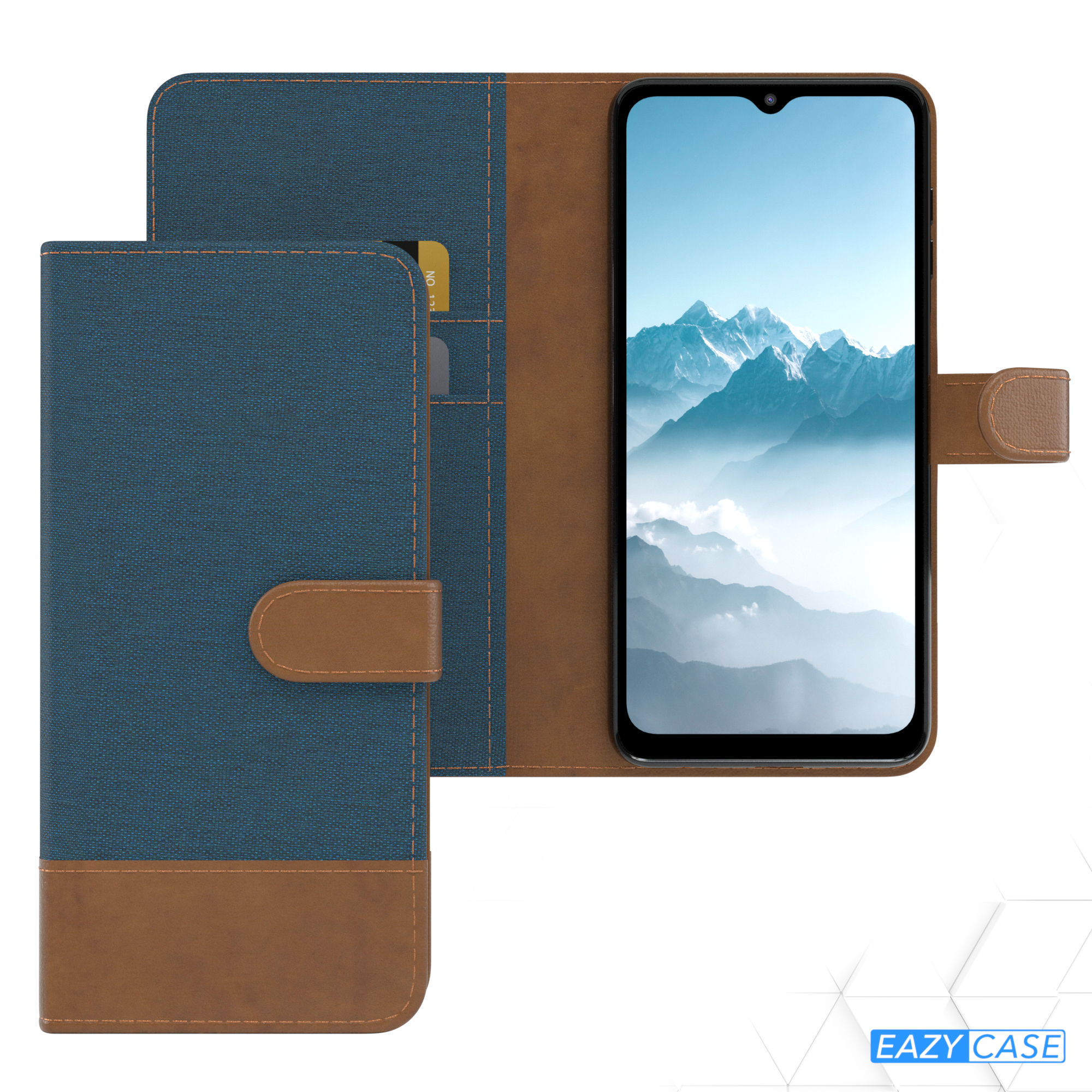 Klapphülle A12, Galaxy Jeans Bookstyle Blau CASE Kartenfach, mit Samsung, EAZY Bookcover,