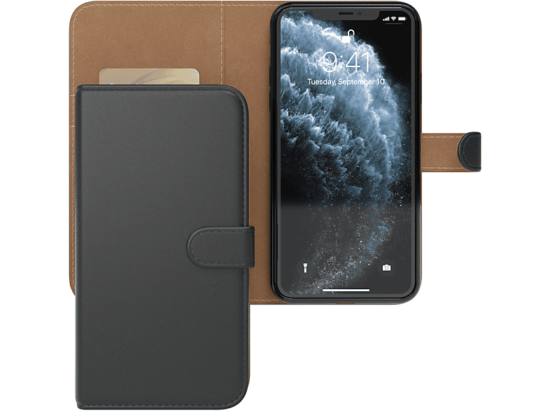 EAZY CASE Bookstyle Klapphülle mit Kartenfach, Bookcover, Apple, iPhone 11 Pro Max, Schwarz