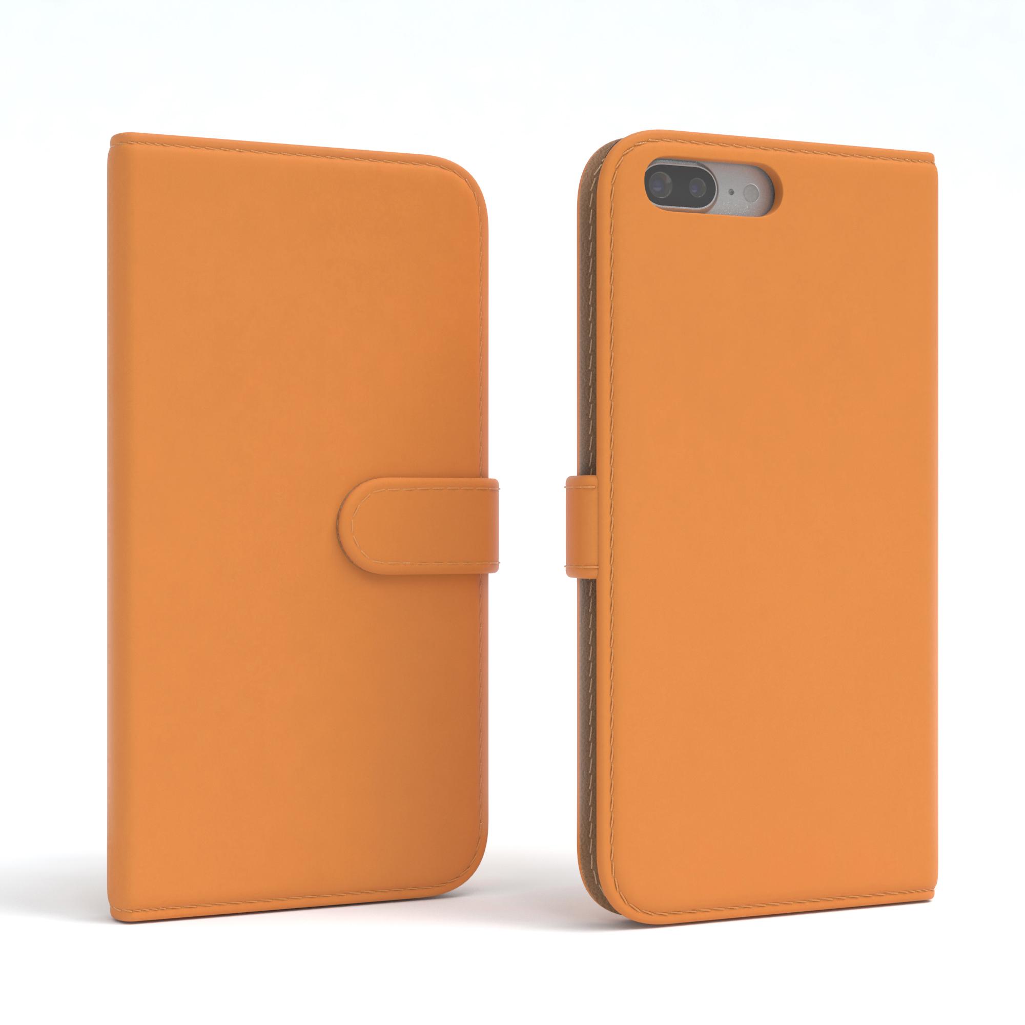 EAZY CASE Bookcover, Plus, 8 7 Kartenfach, Bookstyle Orange Apple, mit Klapphülle Plus iPhone 