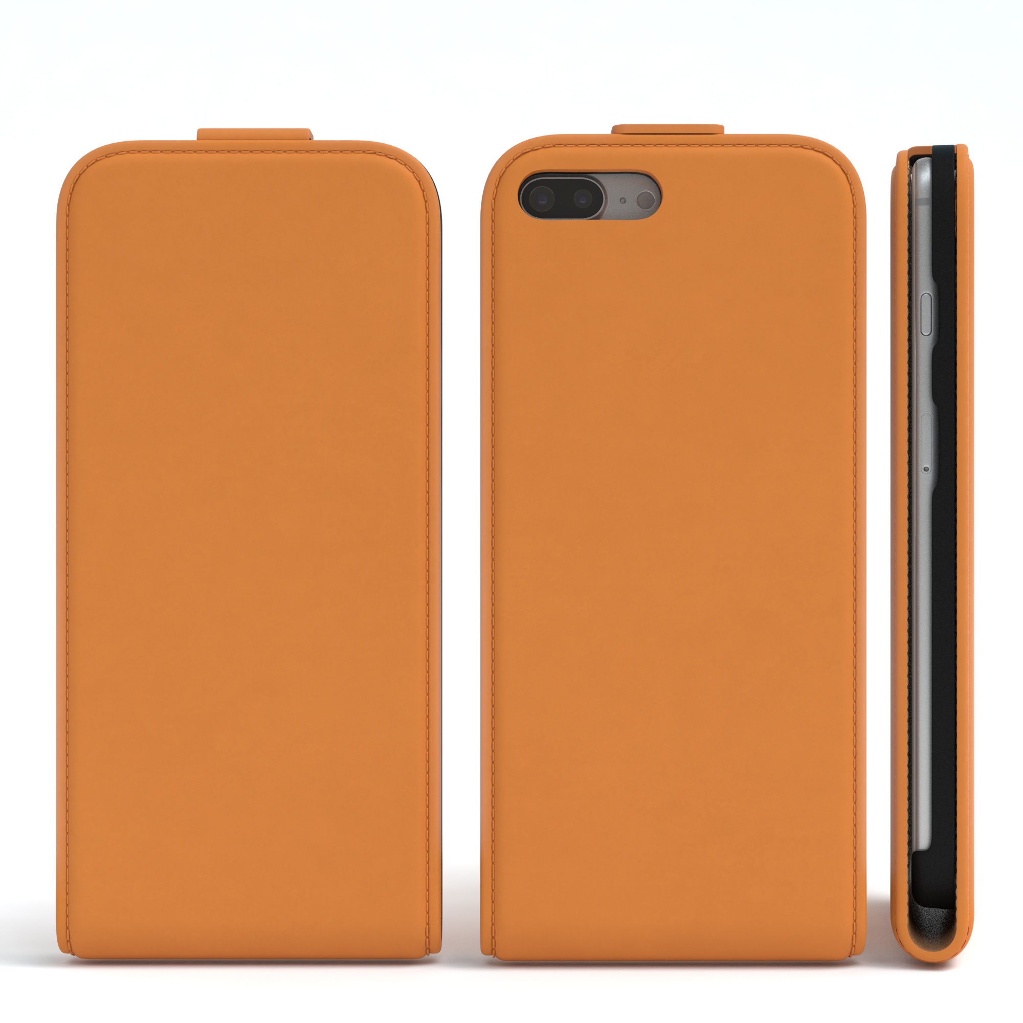 Apple, Plus 8 Kartenfach, Plus, Bookcover, CASE mit / Bookstyle 7 Orange iPhone Klapphülle EAZY