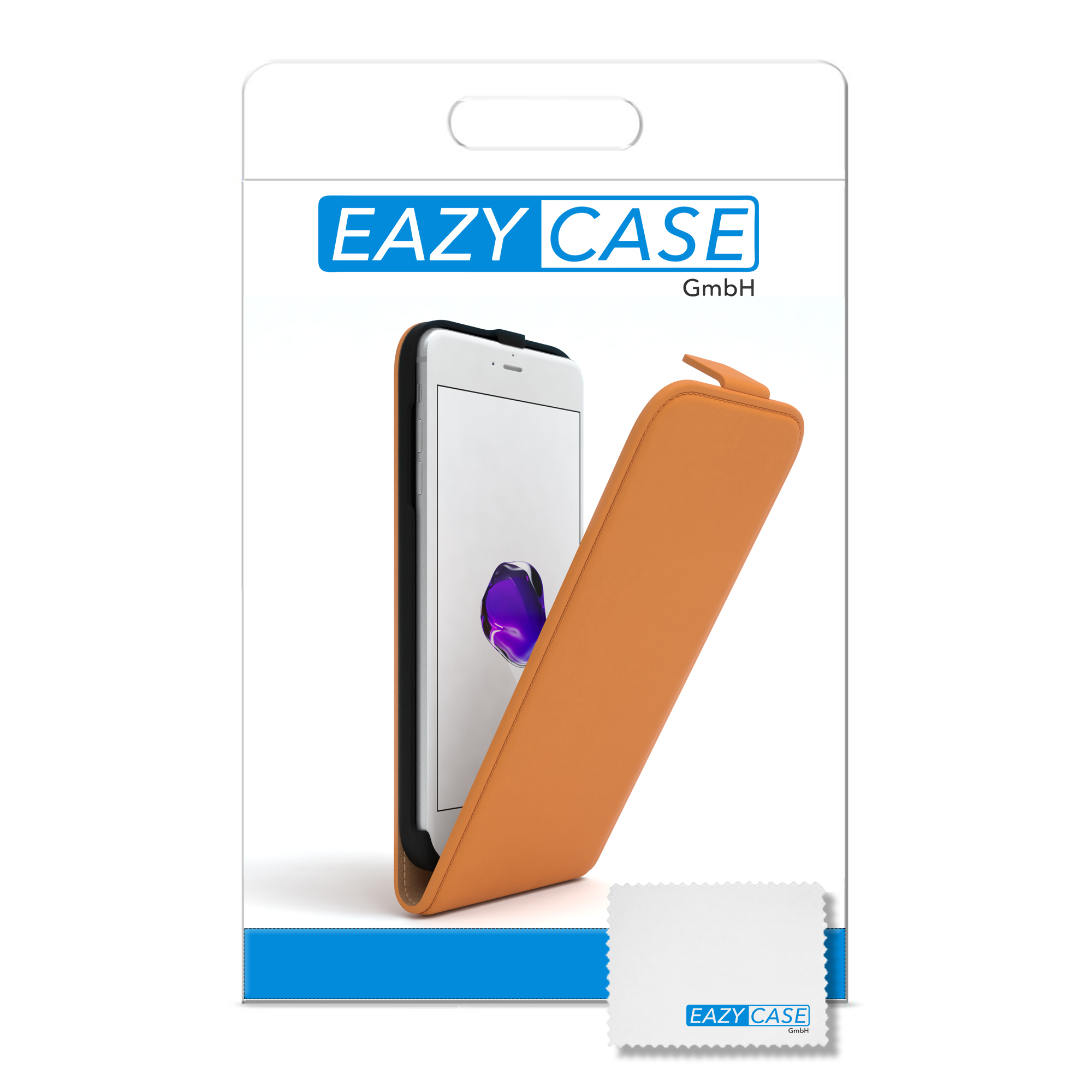 EAZY CASE Bookstyle 8 7 Plus / Plus, Orange Kartenfach, Klapphülle mit iPhone Bookcover, Apple