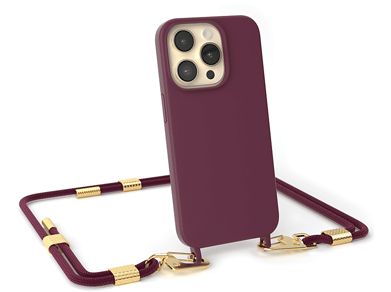 / Karabiner, 14 Umhängetasche, Handykette Apple, Pro, Rot Burgundy mit Runde iPhone EAZY Beere CASE