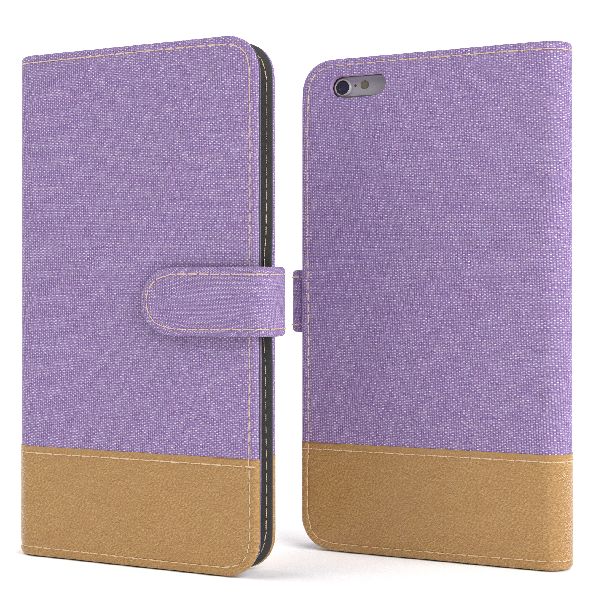 Kartenfach, mit CASE Apple, / Bookstyle Klapphülle iPhone EAZY Plus, Lila 6 6S Jeans Plus Violett Bookcover,