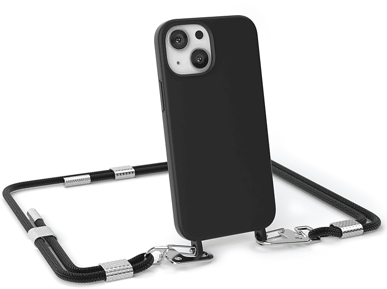 EAZY CASE Runde Handykette mit 13 Schwarz Apple, Karabiner, iPhone Mini, Umhängetasche