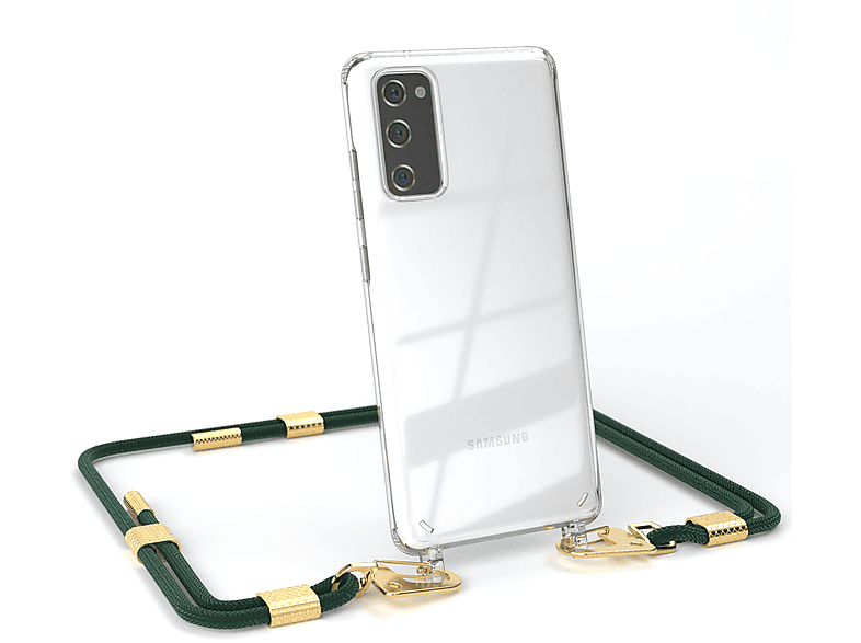 / Gold + Umhängetasche, Karabiner, mit Kordel Handyhülle runder Transparente CASE Nachtgrün S20, Galaxy Samsung, EAZY