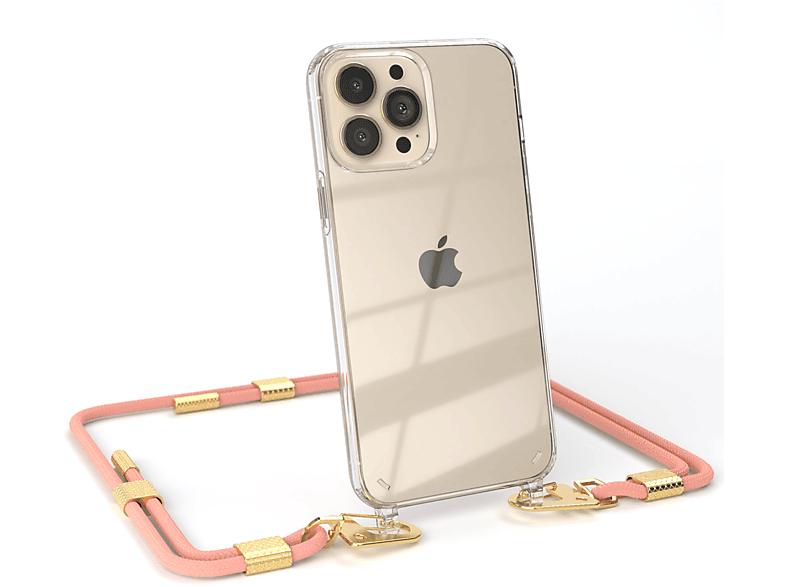 Kordel + Pro 13 / Gold Apple, Handyhülle runder Altrosa iPhone Umhängetasche, Karabiner, EAZY Max, CASE Transparente mit