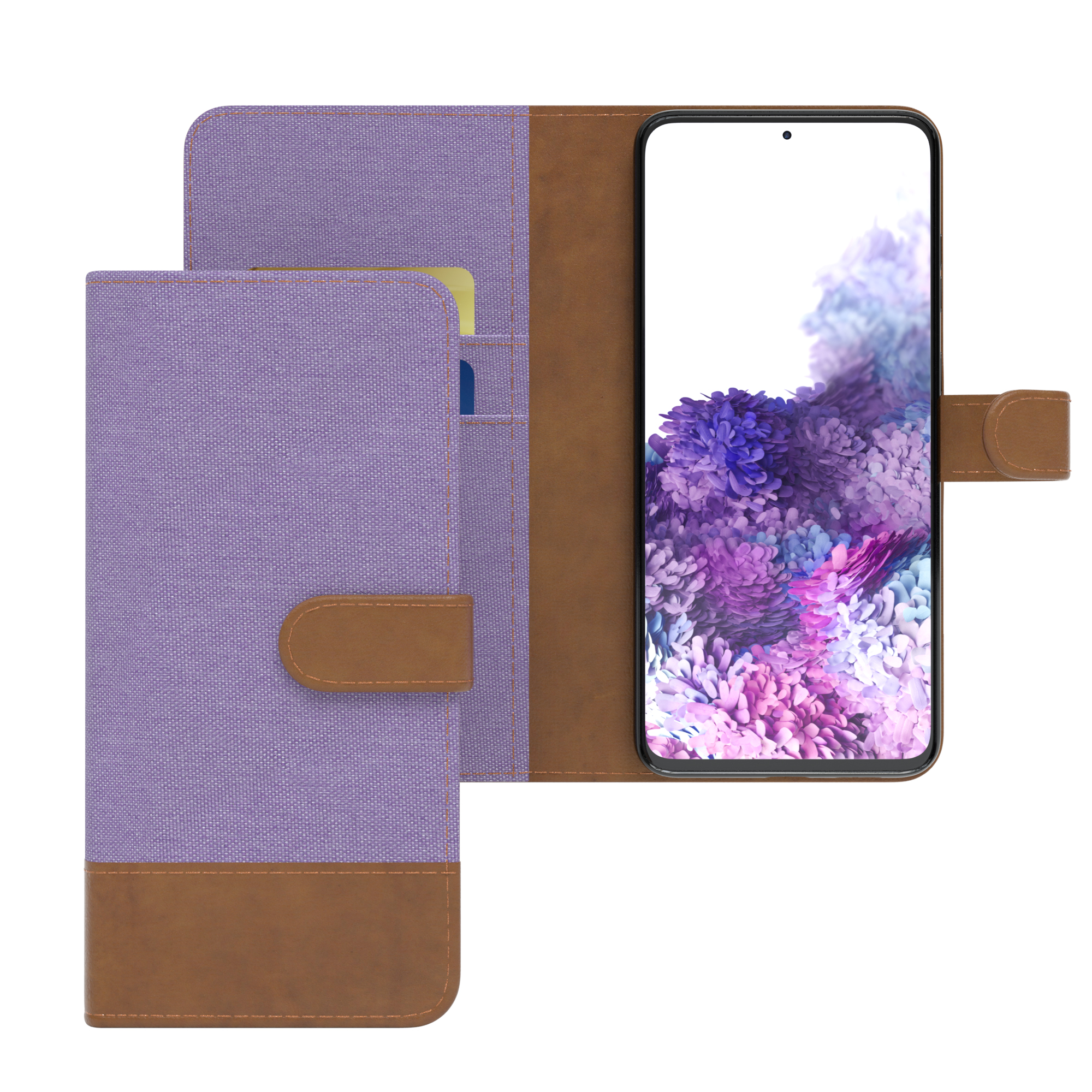 Klapphülle Violett Lila Galaxy CASE Bookstyle 5G, Samsung, S20 Kartenfach, Jeans Bookcover, mit Plus EAZY S20 / Plus