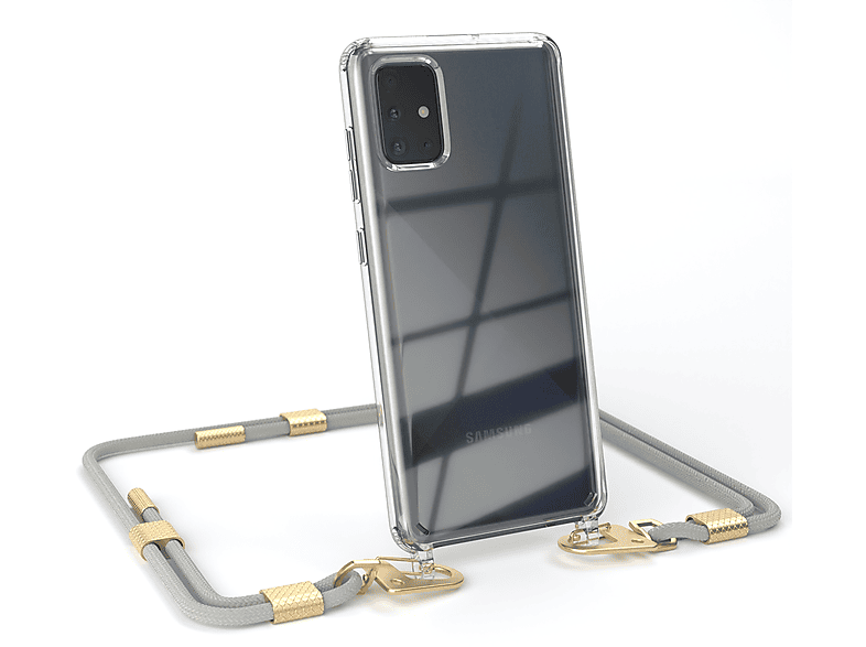 EAZY CASE Beige Samsung, Karabiner, Handyhülle Gold + Galaxy Matt Transparente A71, Kordel runder / Taupe mit Umhängetasche