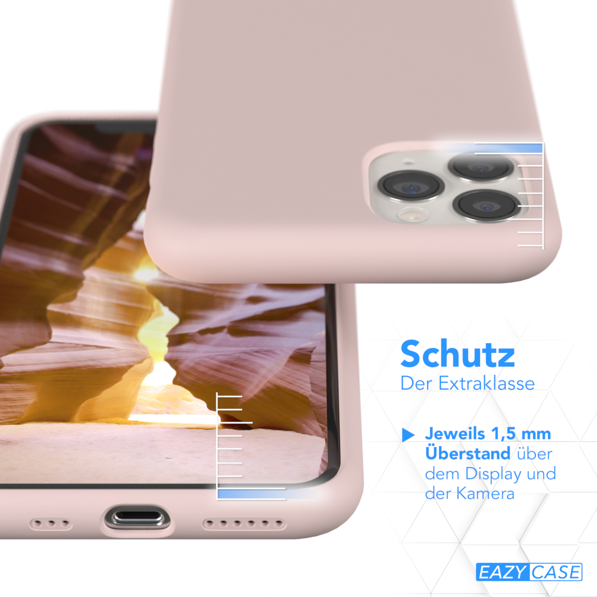 Handyhülle mit Telefon im Inneren, Nahaufnahme mit Schutzfunktionen.