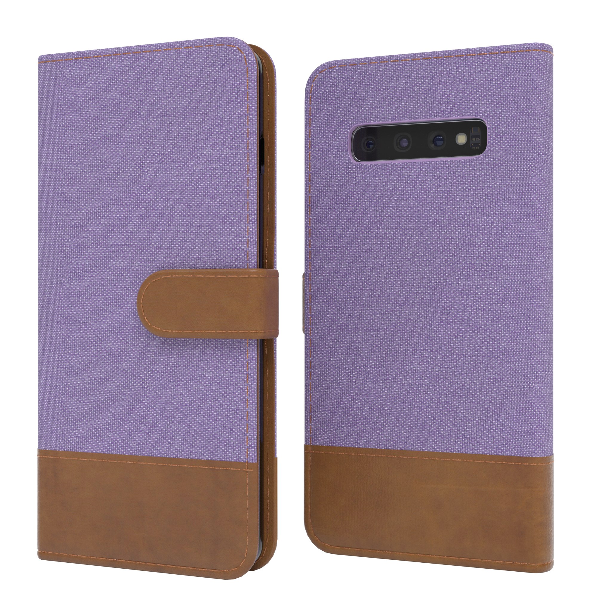 Samsung, Bookstyle Violett CASE Jeans Lila EAZY Bookcover, Galaxy mit Kartenfach, Klapphülle S10,
