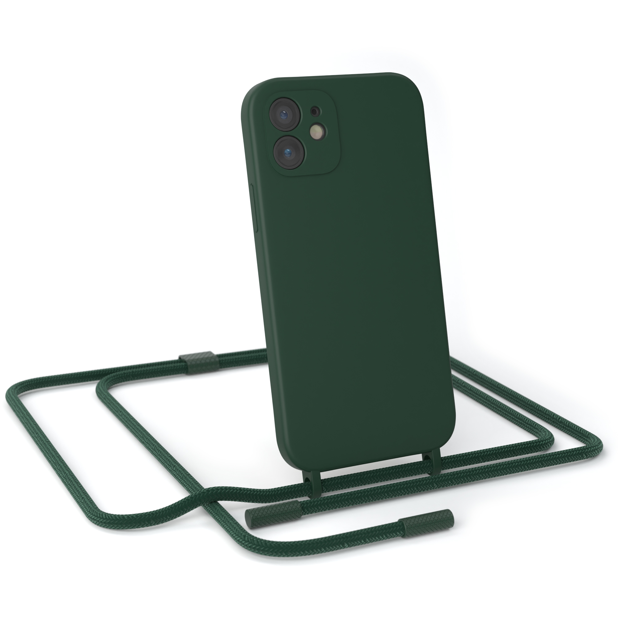 Grün iPhone Piniengrün Dunkel Color, / EAZY Pro, 12 Umhängetasche, Apple, 12 Runde / Full Handykette CASE