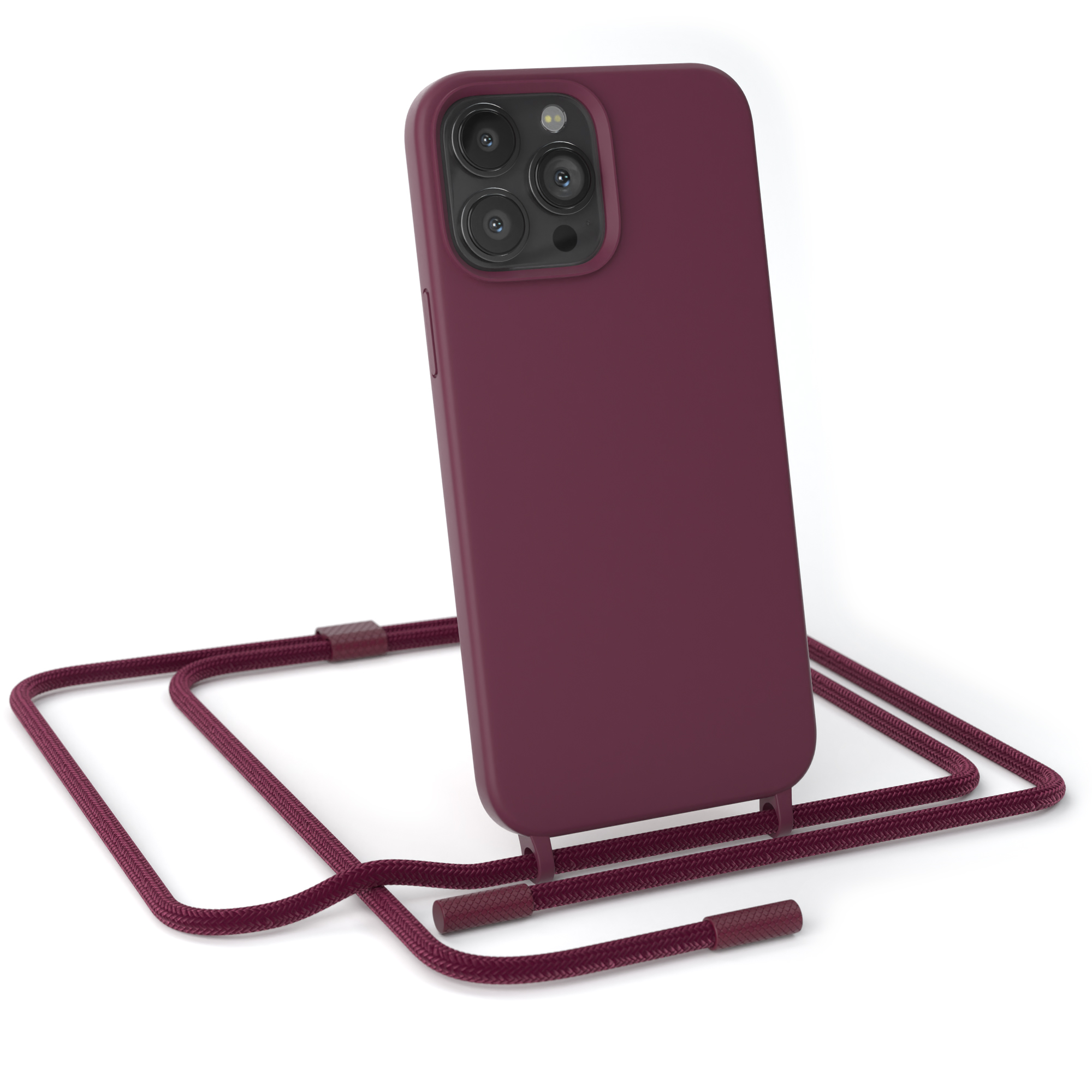 EAZY CASE Runde Handykette iPhone Umhängetasche, / Full Max, Apple, Burgundy Pro Beere 13 Rot Color