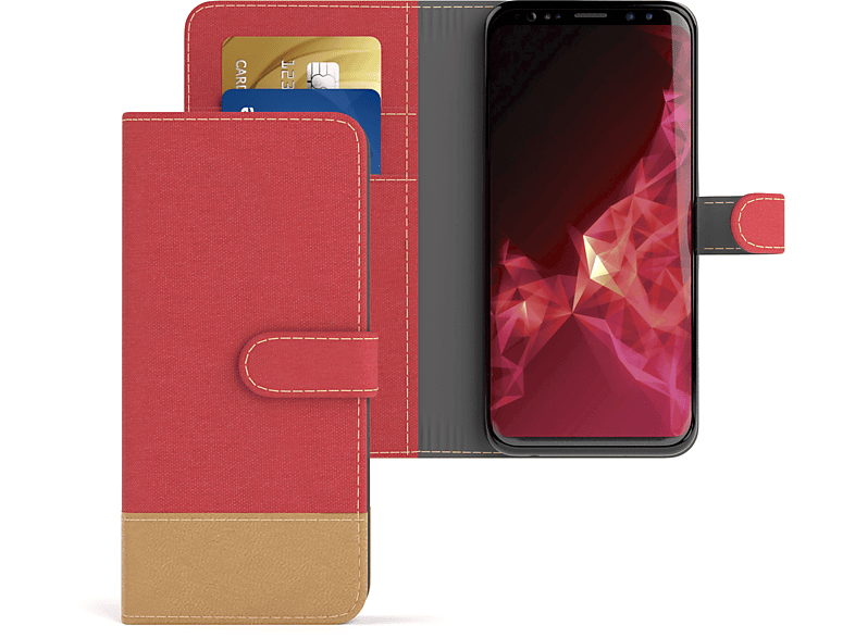 Klapphülle mit Bookcover, CASE Samsung, Kartenfach, Galaxy S9, Rot Jeans EAZY Bookstyle