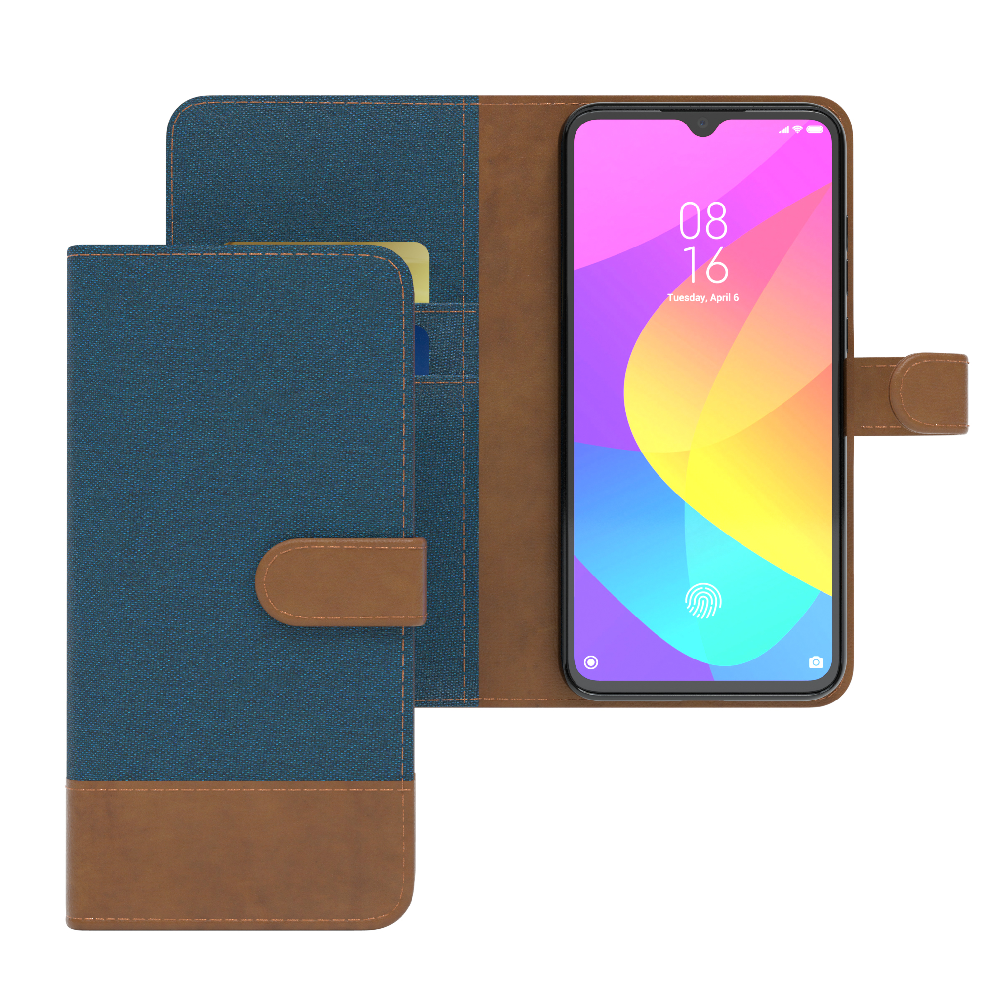 Kartenfach, Klapphülle Xiaomi, Mi Blau EAZY CASE Bookstyle Bookcover, mit Jeans 9 Lite,