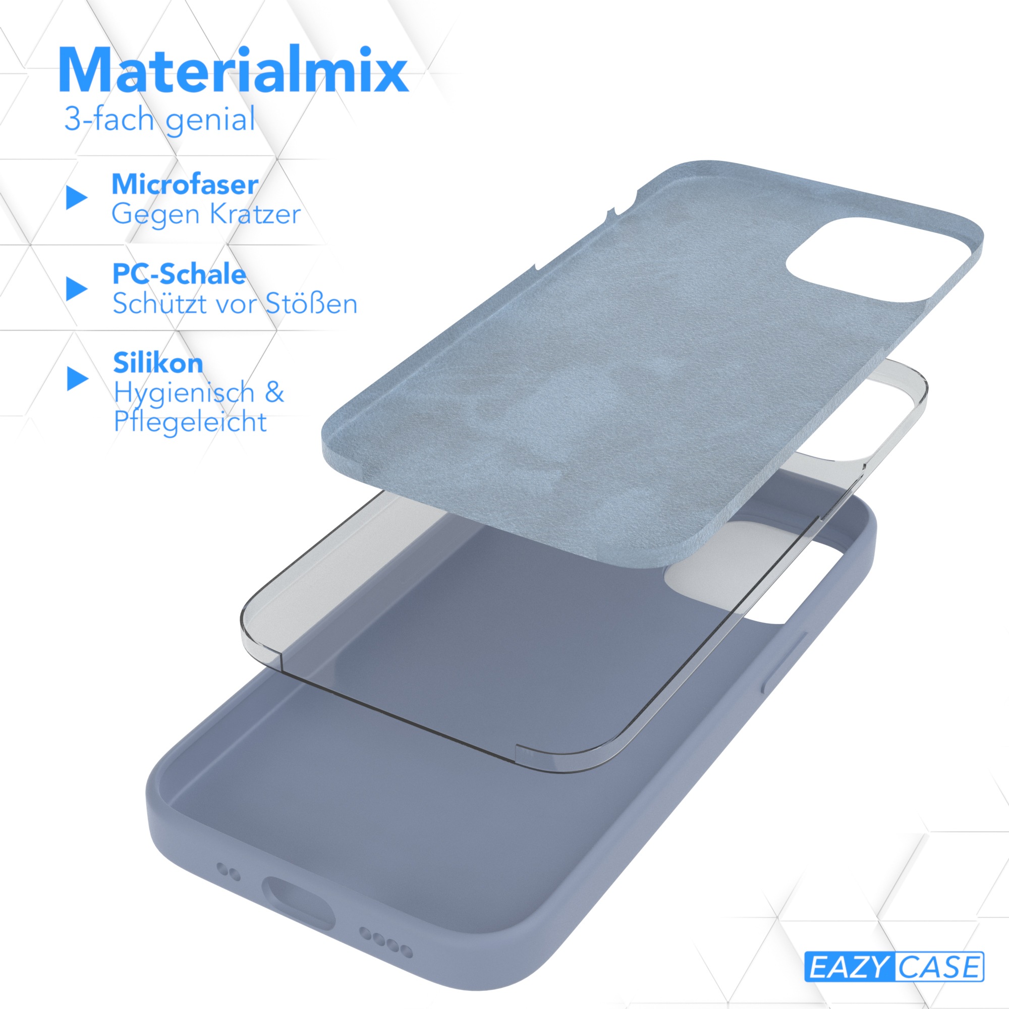 EAZY CASE Premium Silikon Mini, Handycase, Blau iPhone 12 Eis Backcover, Apple