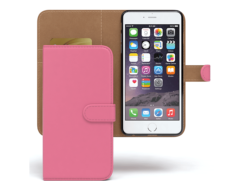 CASE Apple, / mit Bookcover, Bookstyle Pink 6S, Kartenfach, EAZY iPhone Klapphülle 6