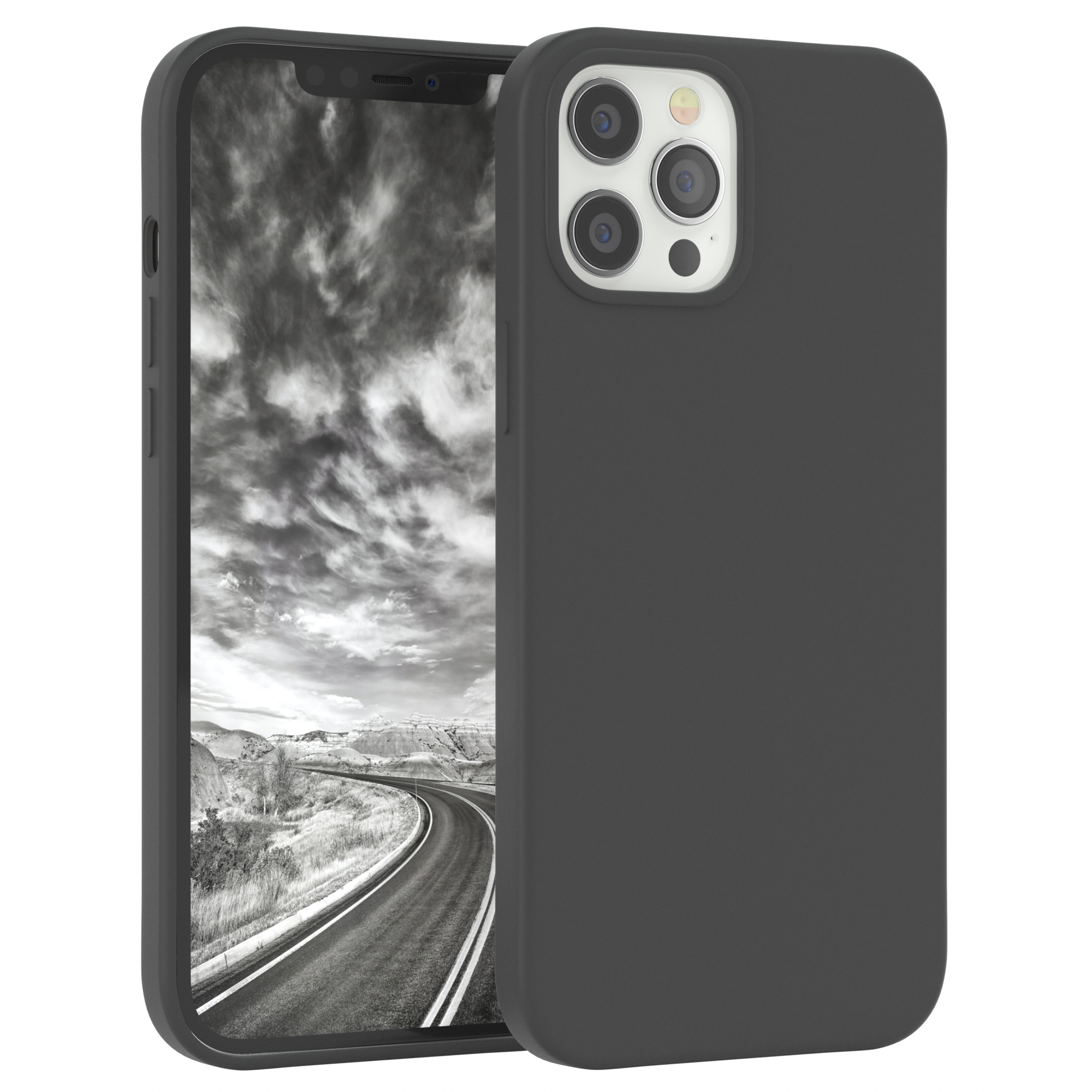 EAZY CASE Backcover, Silikon Premium Grau Apple, iPhone Pro Max, Anthrazit 12 Handycase