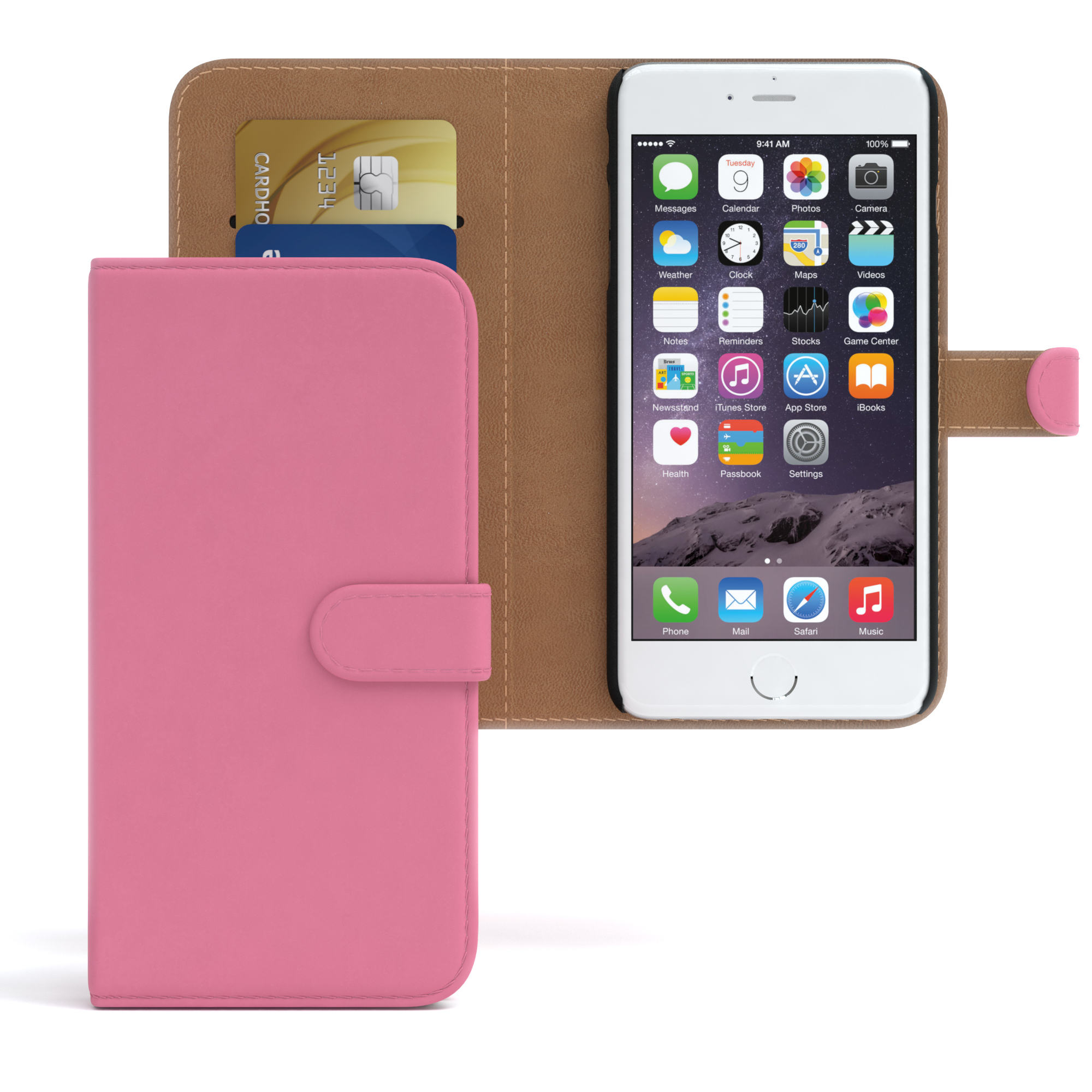CASE Bookstyle Apple, / mit 6S, iPhone Rosa Bookcover, Klapphülle EAZY 6 Kartenfach,