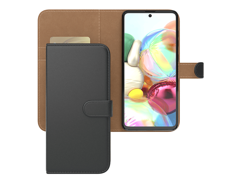 EAZY CASE Bookstyle Klapphülle mit Kartenfach, Bookcover, Samsung, Galaxy A71, Schwarz