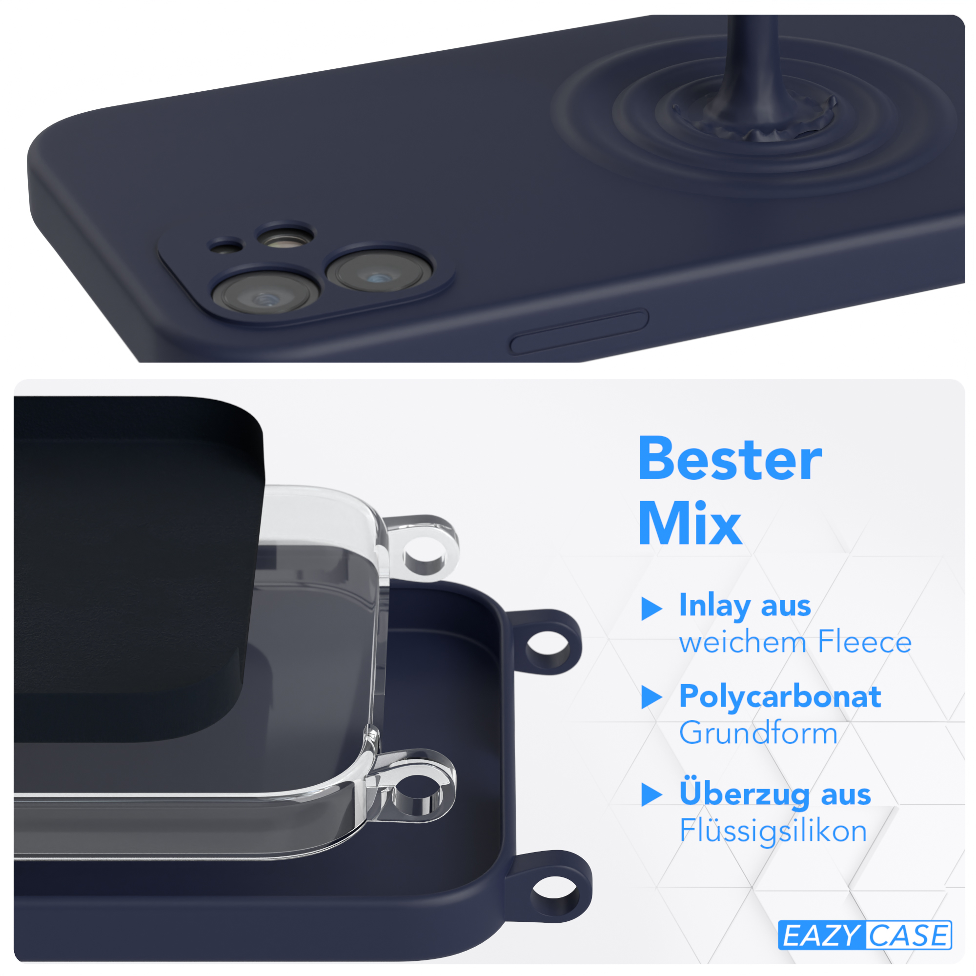 EAZY CASE Runde Handykette Full / Color, Blau 12 Apple, Pro, 12 Umhängetasche, Dunkel Nachtblau iPhone 