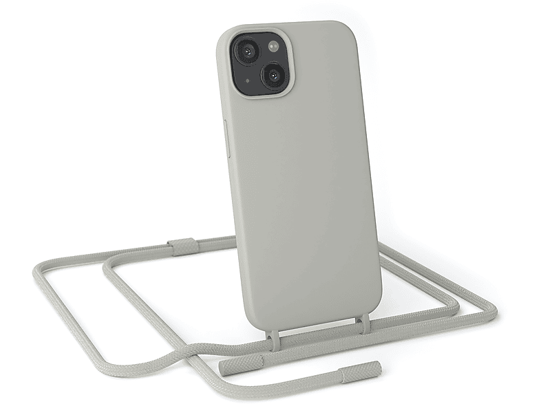 EAZY CASE Runde Handykette Full Color, Umhängetasche, Apple, iPhone 13, Beige Grau / Taupe