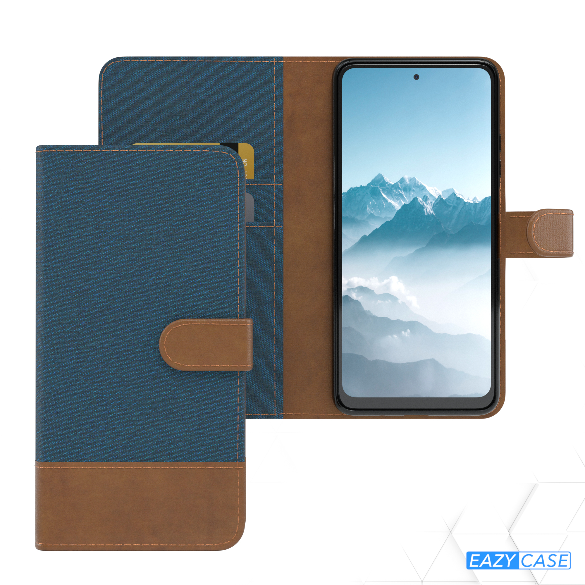 10T Blau Kartenfach, Jeans Xiaomi, mit EAZY Bookstyle Bookcover, CASE Klapphülle Mi Lite,