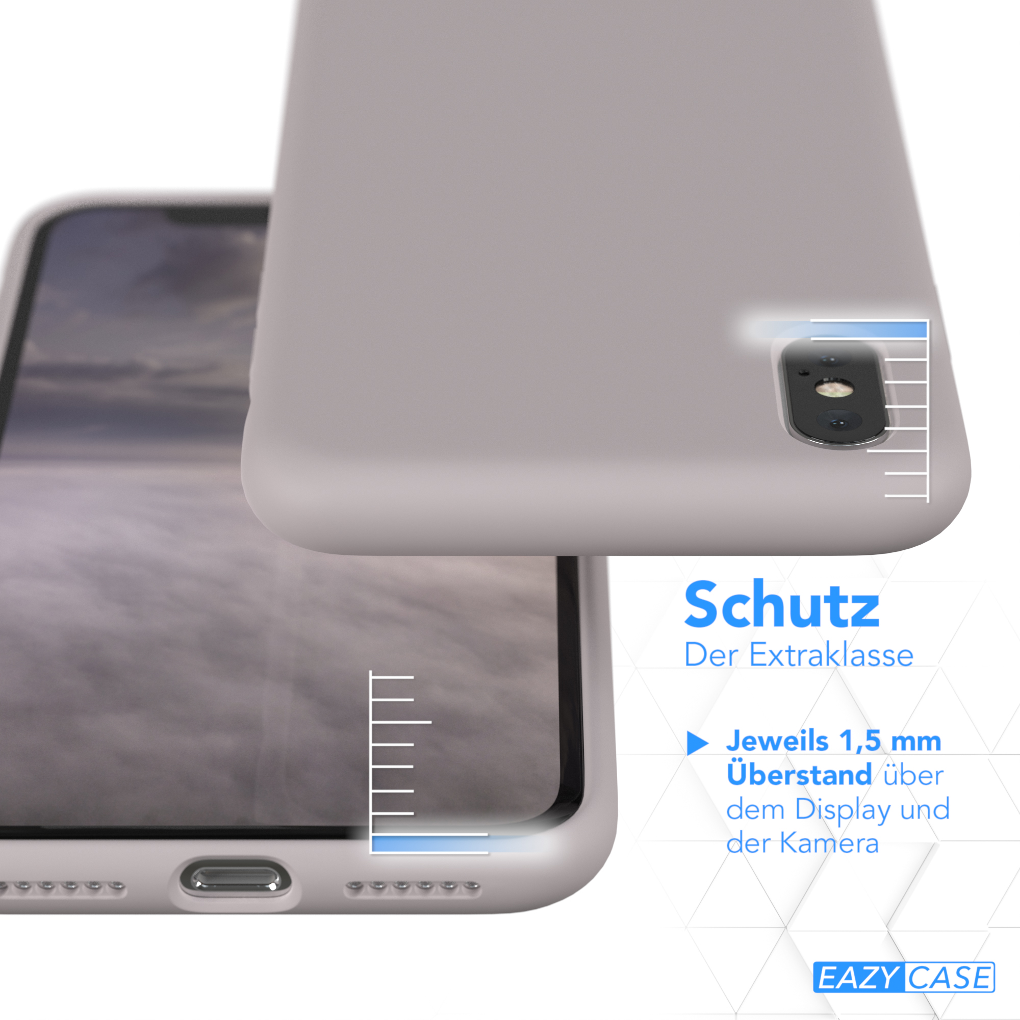 XS Braun iPhone Silikon CASE Backcover, Rosa Apple, Max, Premium EAZY Handycase,