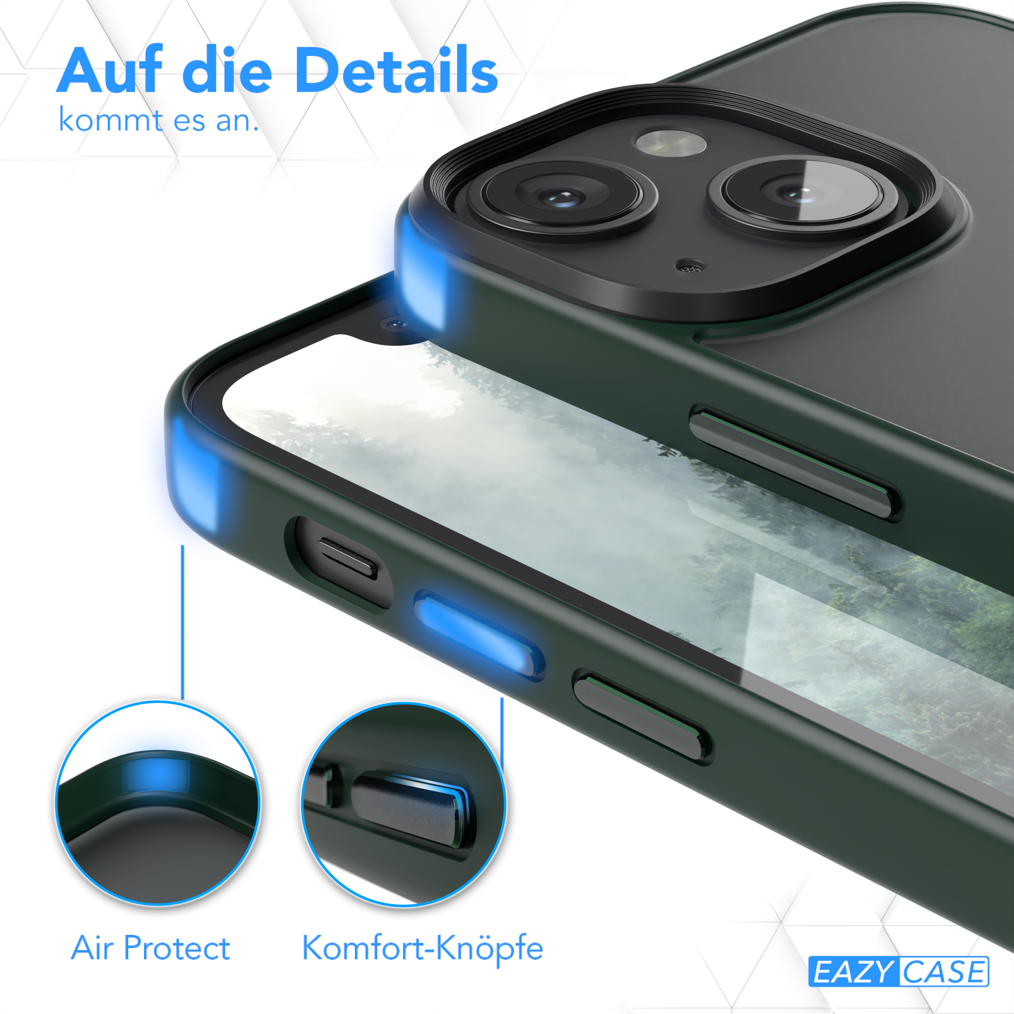 Handyhülle mit Air Protect und Komfort-Tasten, grün markiert.