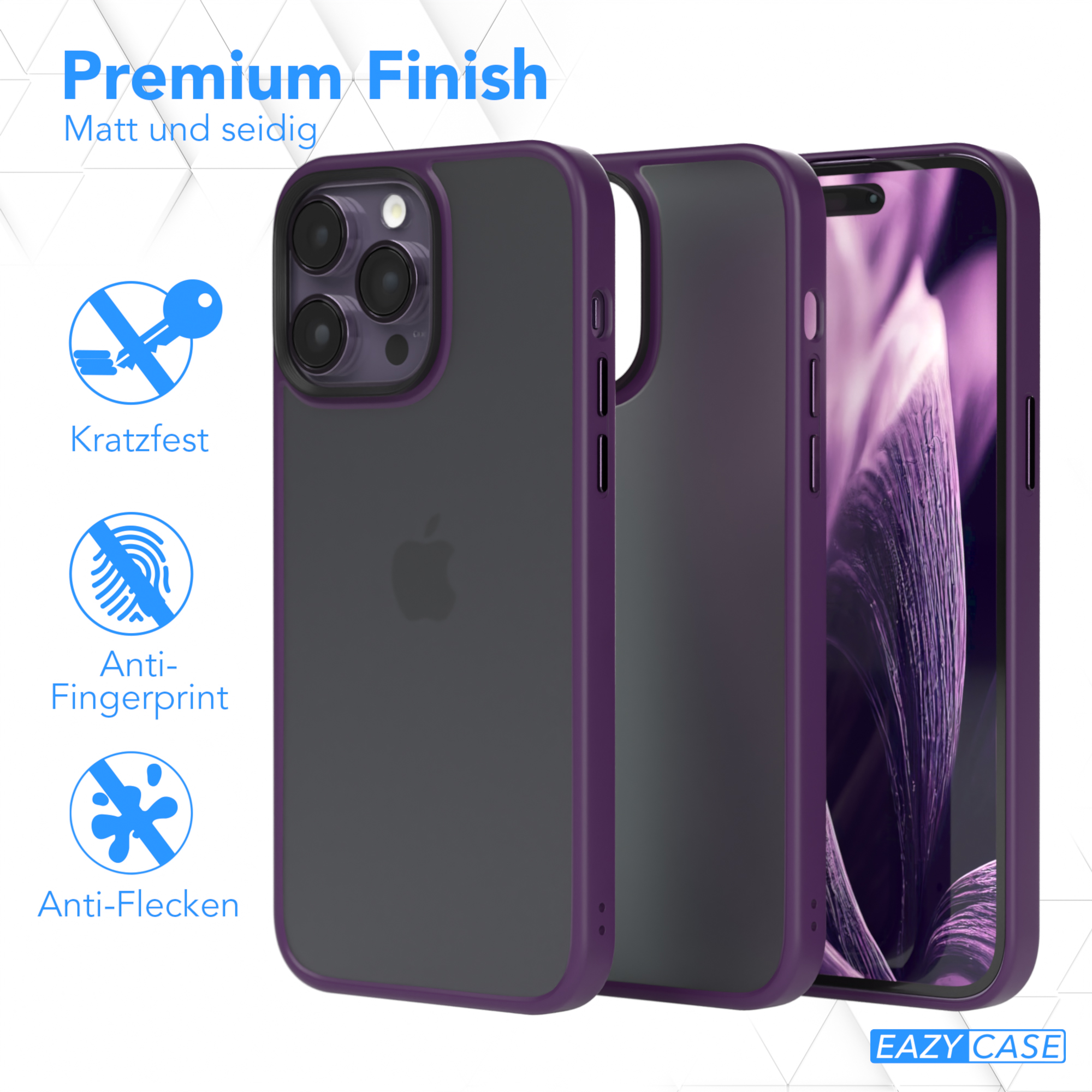 EAZY CASE Pro Matt, iPhone 14 Violett Case Max, Backcover, Outdoor Apple, Lila