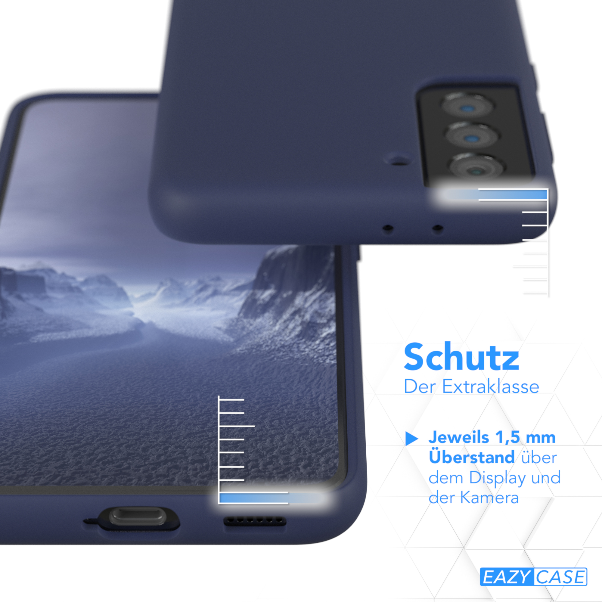 EAZY CASE Premium Silikon Backcover, / Galaxy 5G, Samsung, Nachtblau Blau Handycase, S21