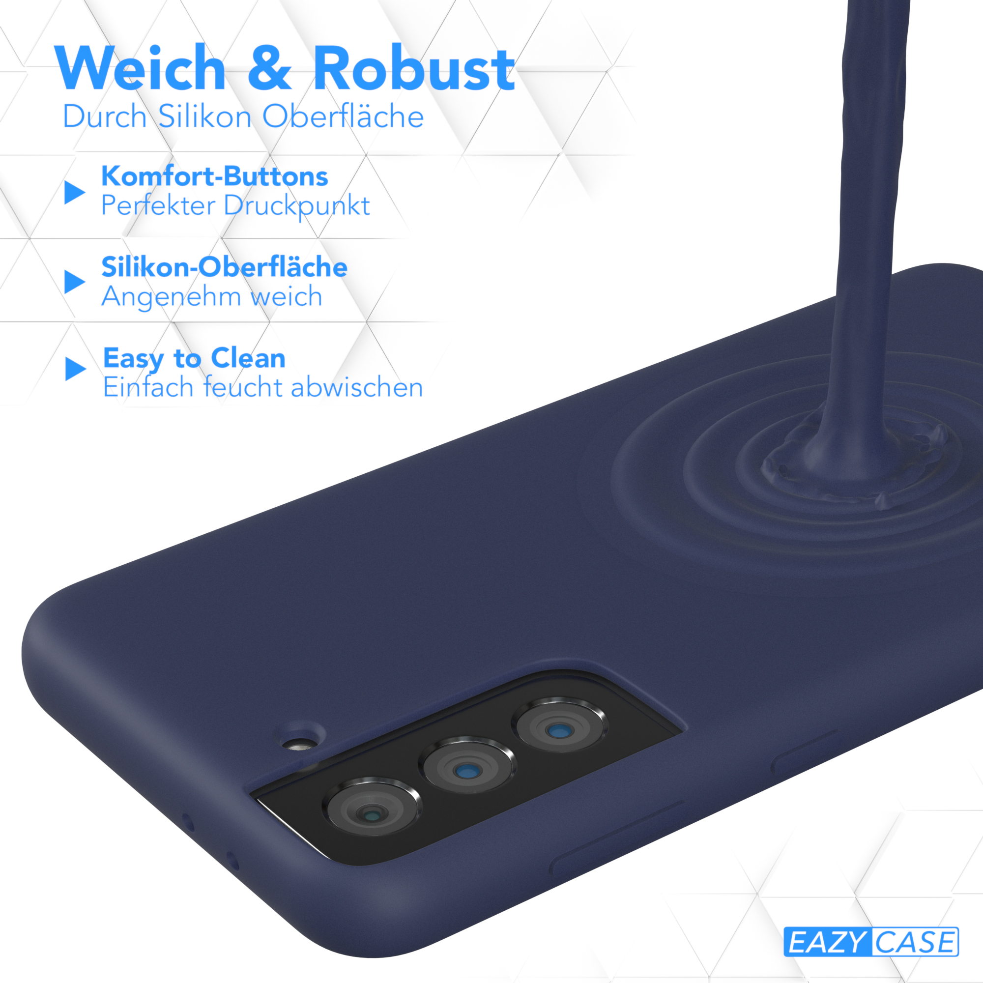 5G, Backcover, EAZY CASE Samsung, S21 Galaxy Premium Silikon Handycase, Blau Nachtblau /